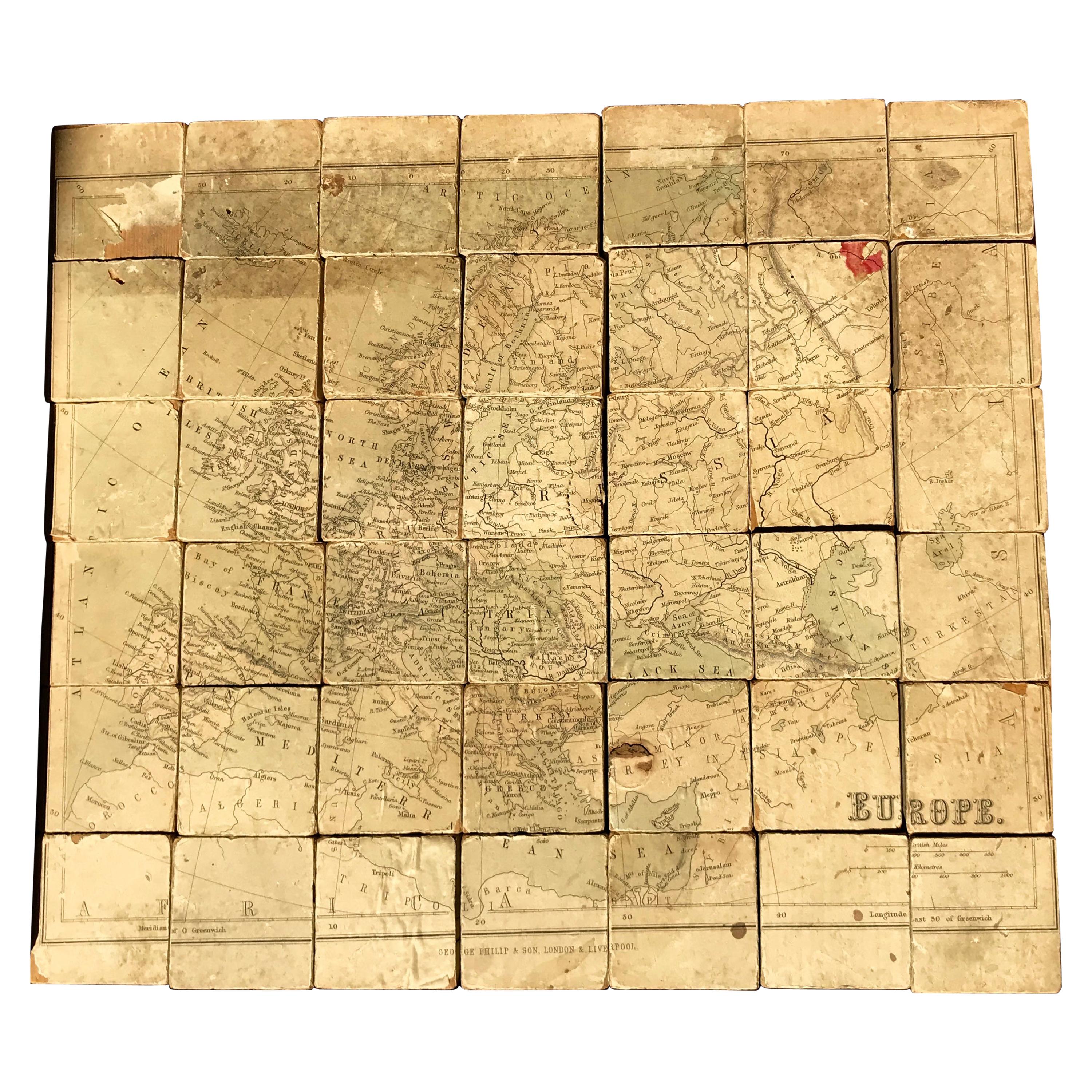 Antique Wood Block Map Puzzle