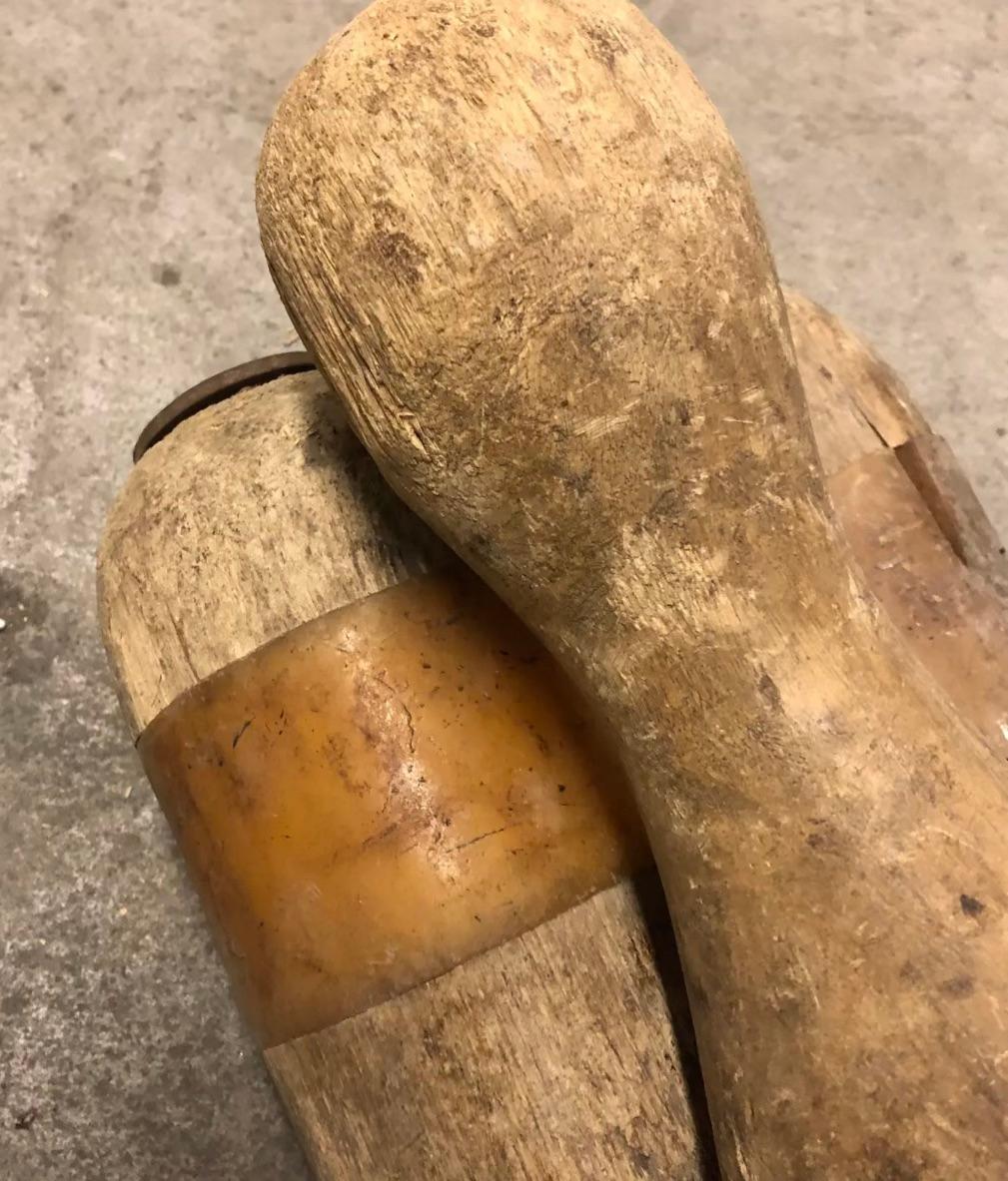 Mid-Century Modern Antique Wood Bowling Pins - Set of 6 For Sale