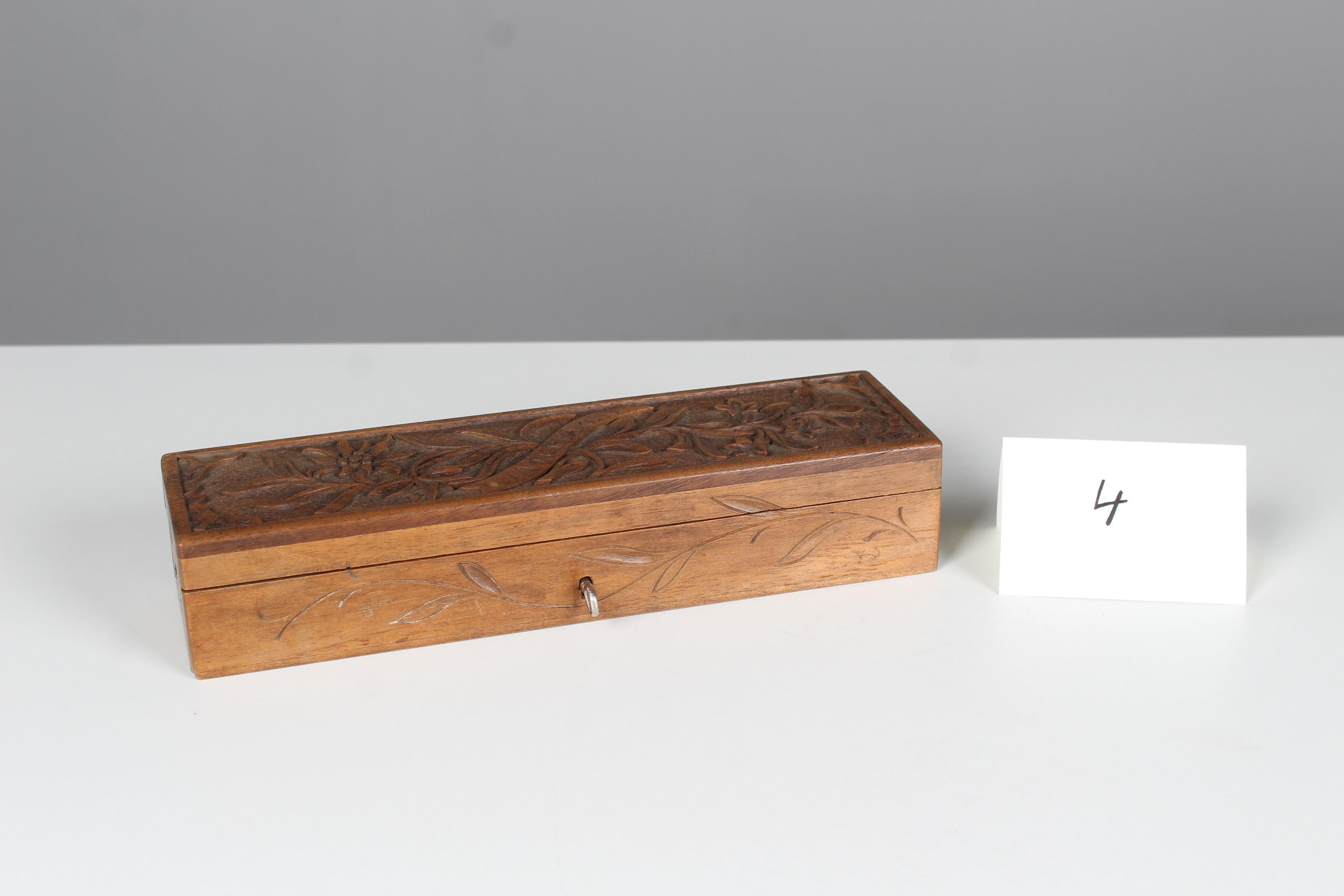 Antique Wood Box With Carvings, Interlaken, Swiss, 1900s For Sale 11