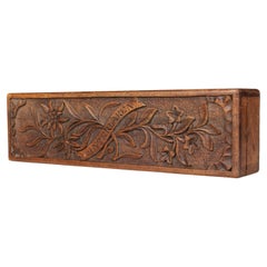 Antique Wood Box With Carvings, Interlaken, Swiss, 1900s