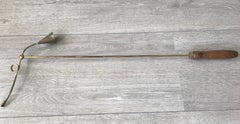 Antique Wood & Brass Church Candle Snuffer Flame Extinguisher & Lighter into one