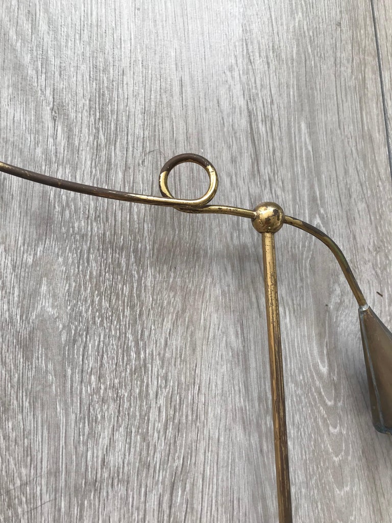 Antique Wood and Brass Church Candle Snuffer Flame Extinguisher and