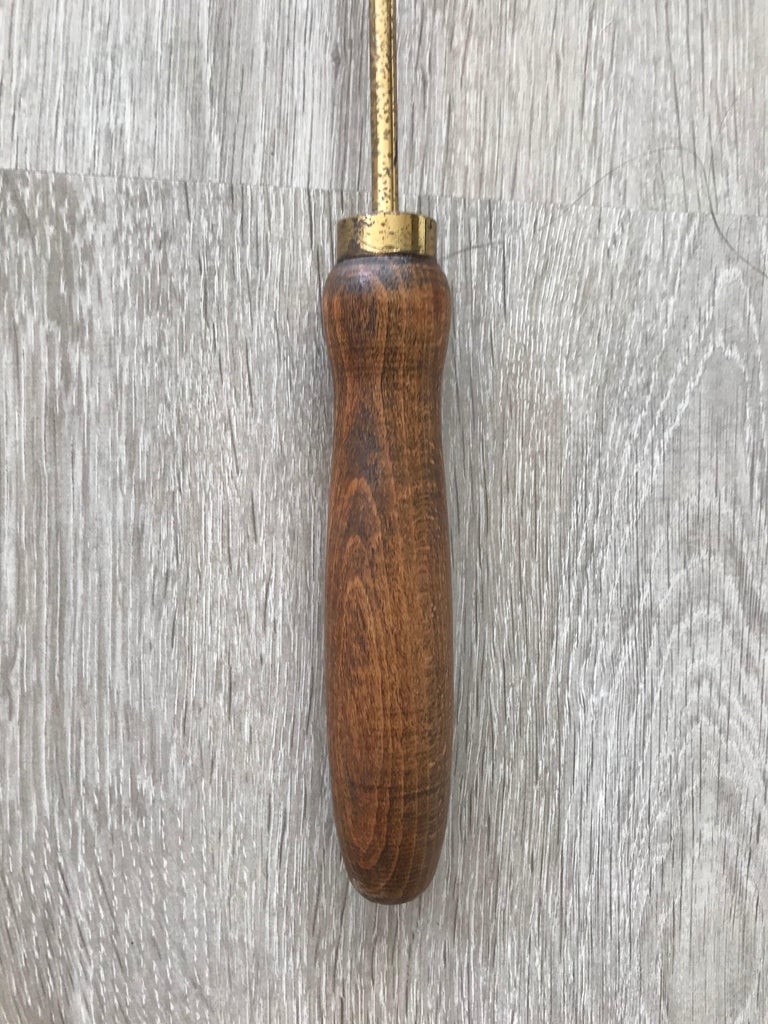 Antique Wood and Brass Church Candle Snuffer Flame Extinguisher and