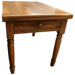 Antique Wood Brown Walnut Table with Double Openable Bridge, 19th Century, Italy
