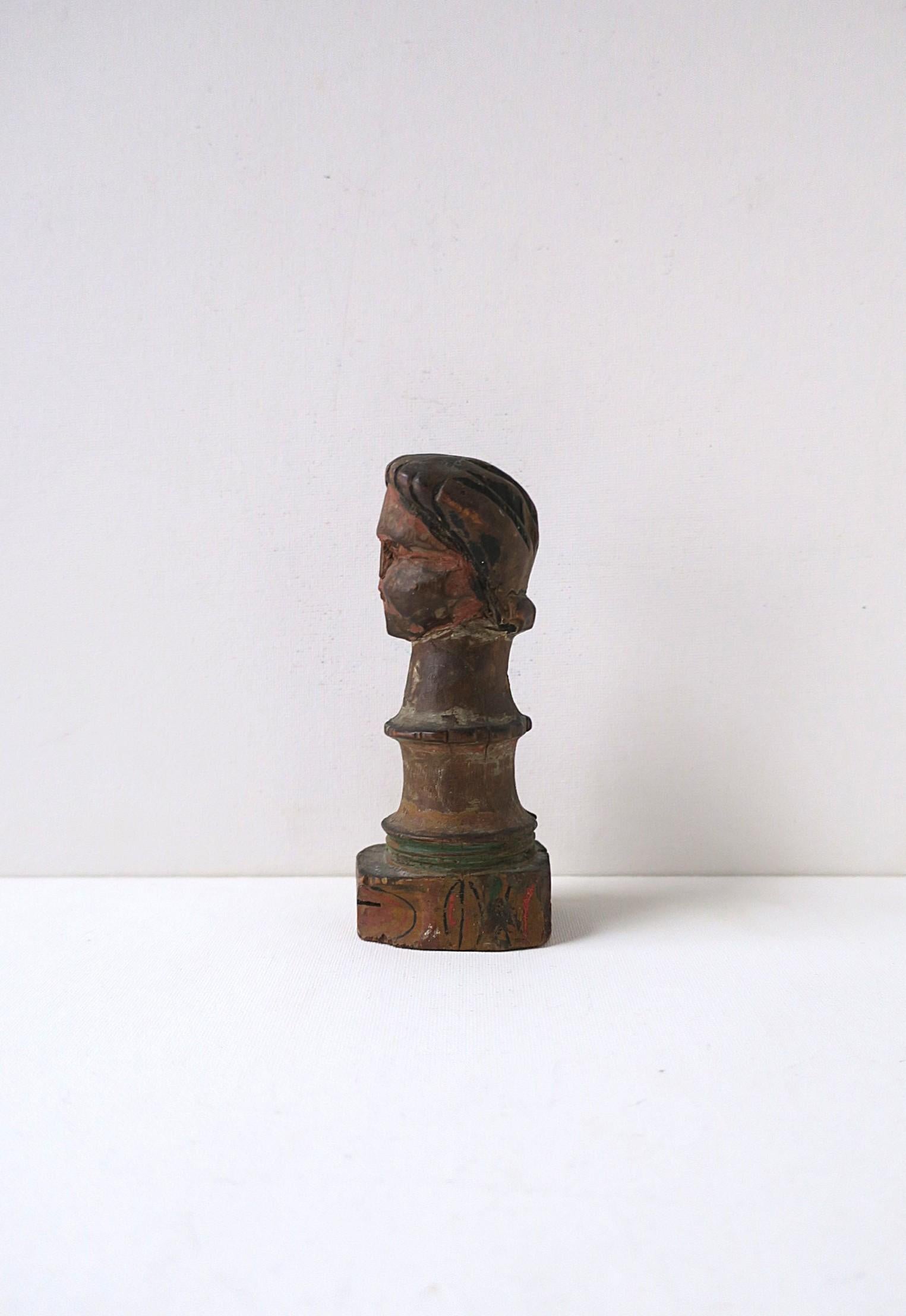 XX secolo Antique Wood Bust Sculpture in vendita