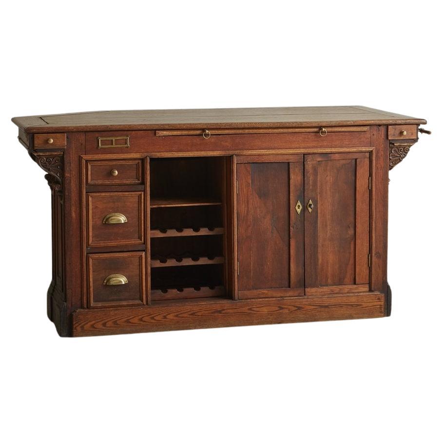 Cabinet ou comptoir en bois ancien, France 19ème siècle