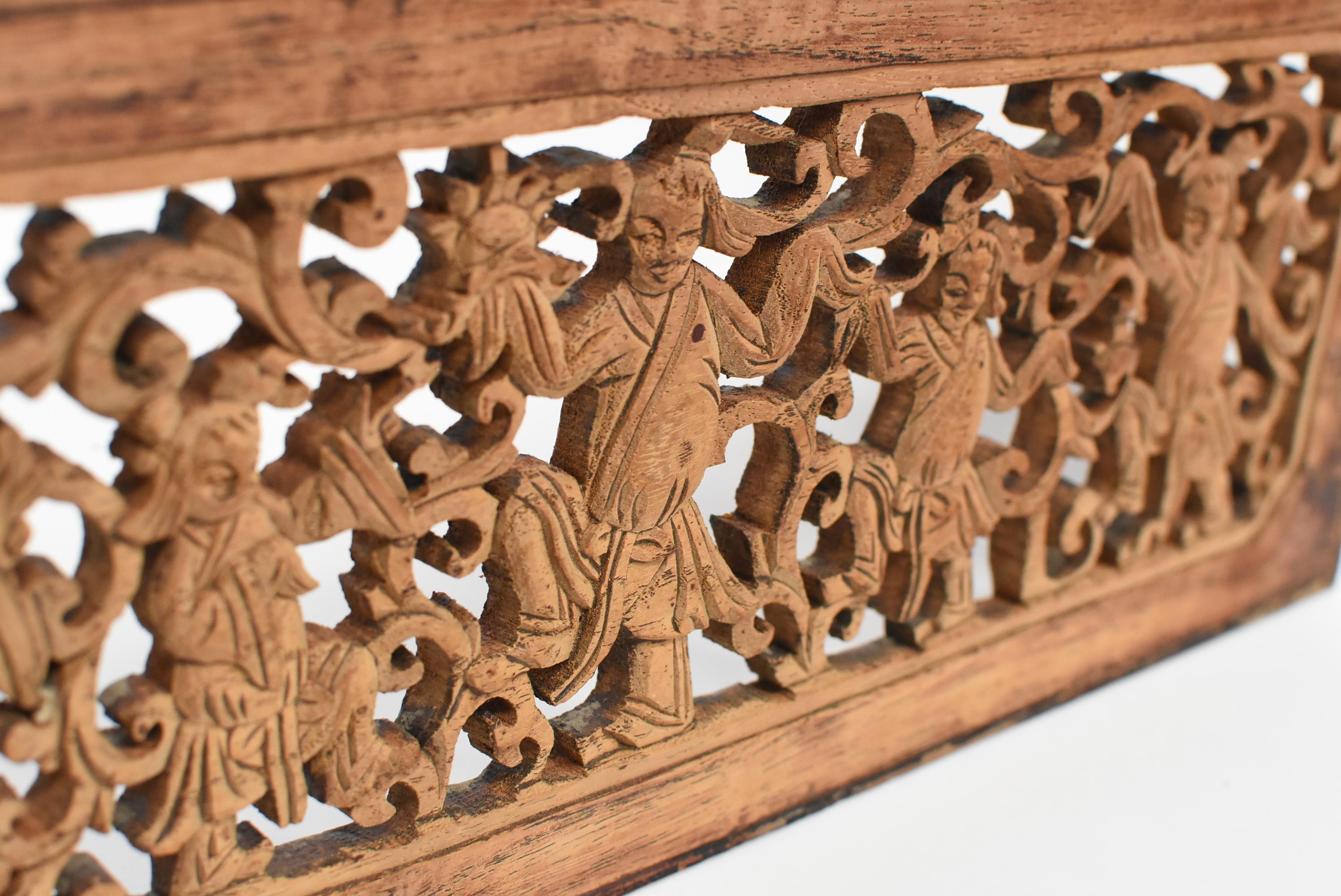 Antique Wood Carving Panel, Dancers 4