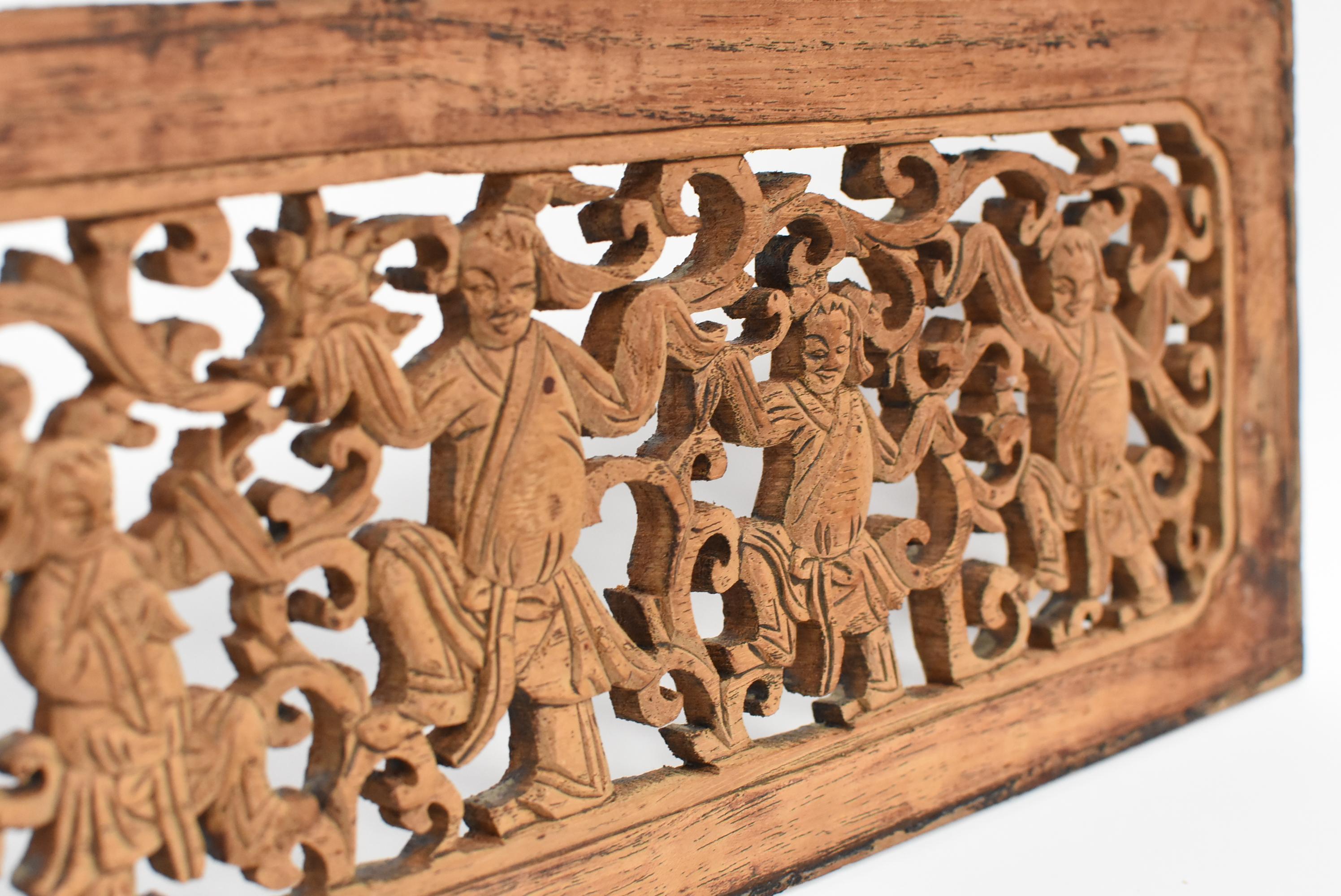 Antique Wood Carving Panel, Dancers 5