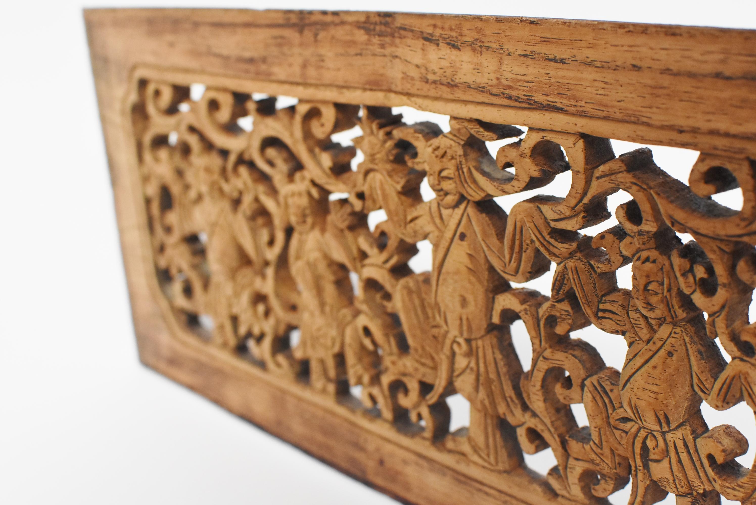 Antique Wood Carving Panel, Dancers 6