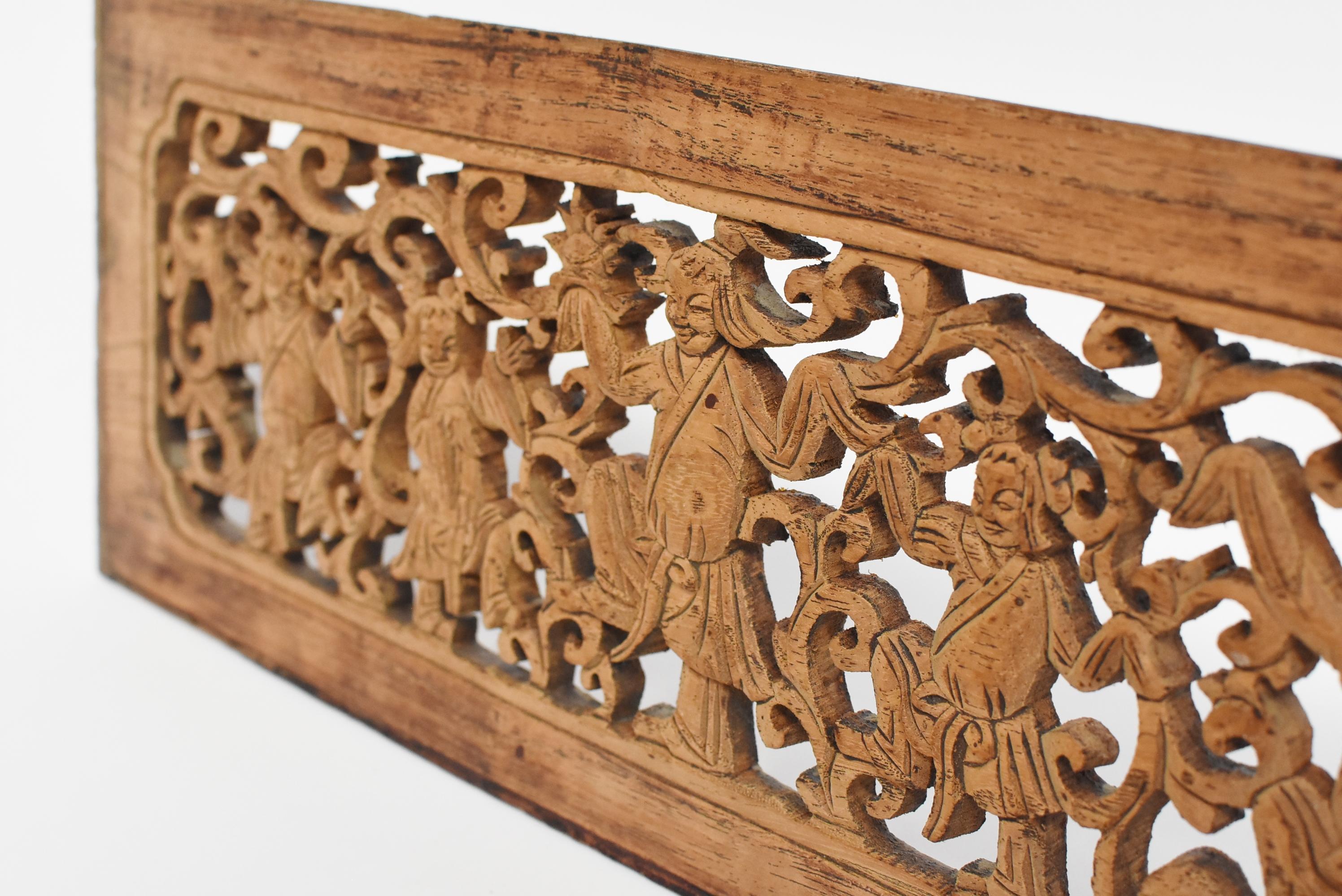 Antique Wood Carving Panel, Dancers 7