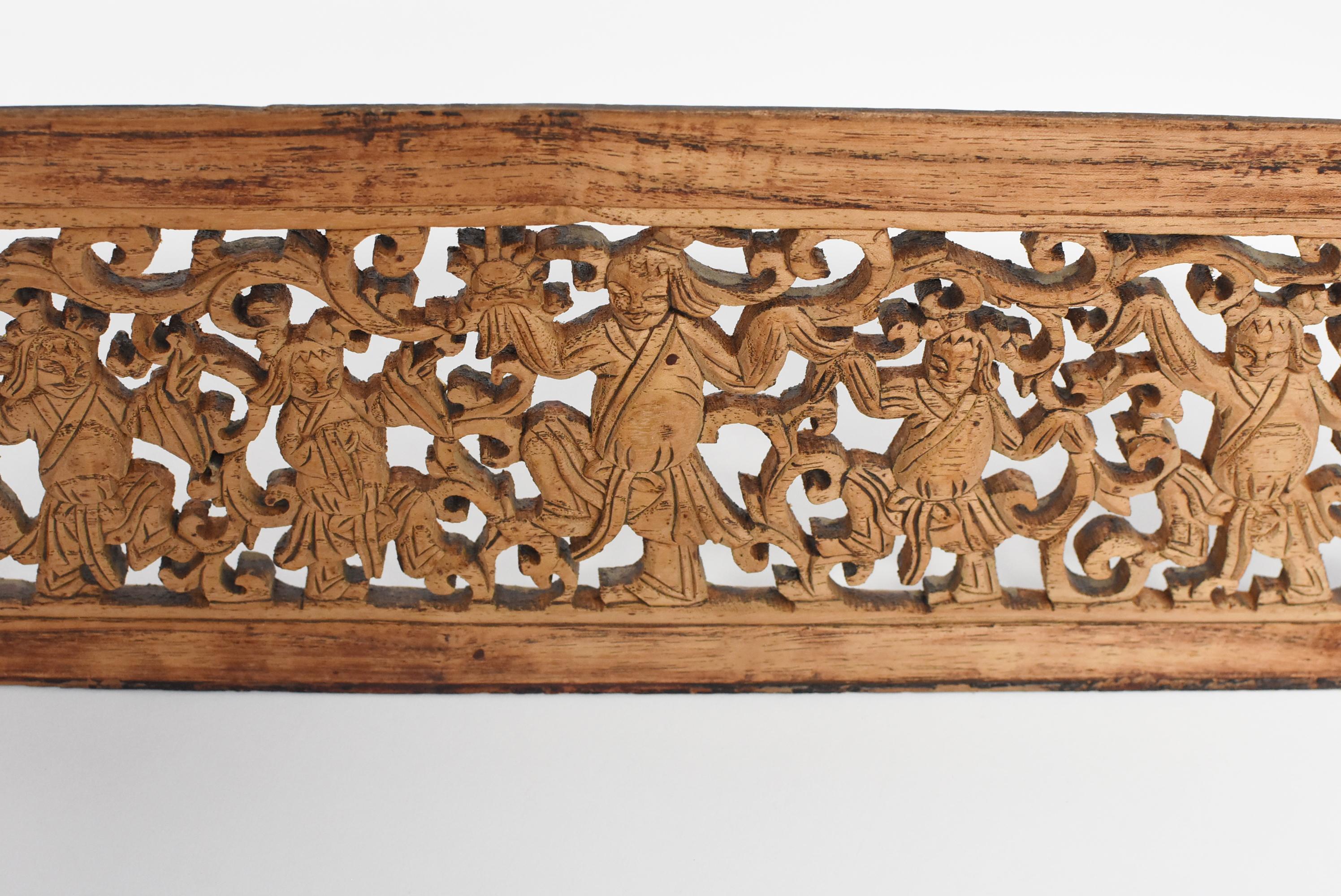 Antique Wood Carving Panel, Dancers 8