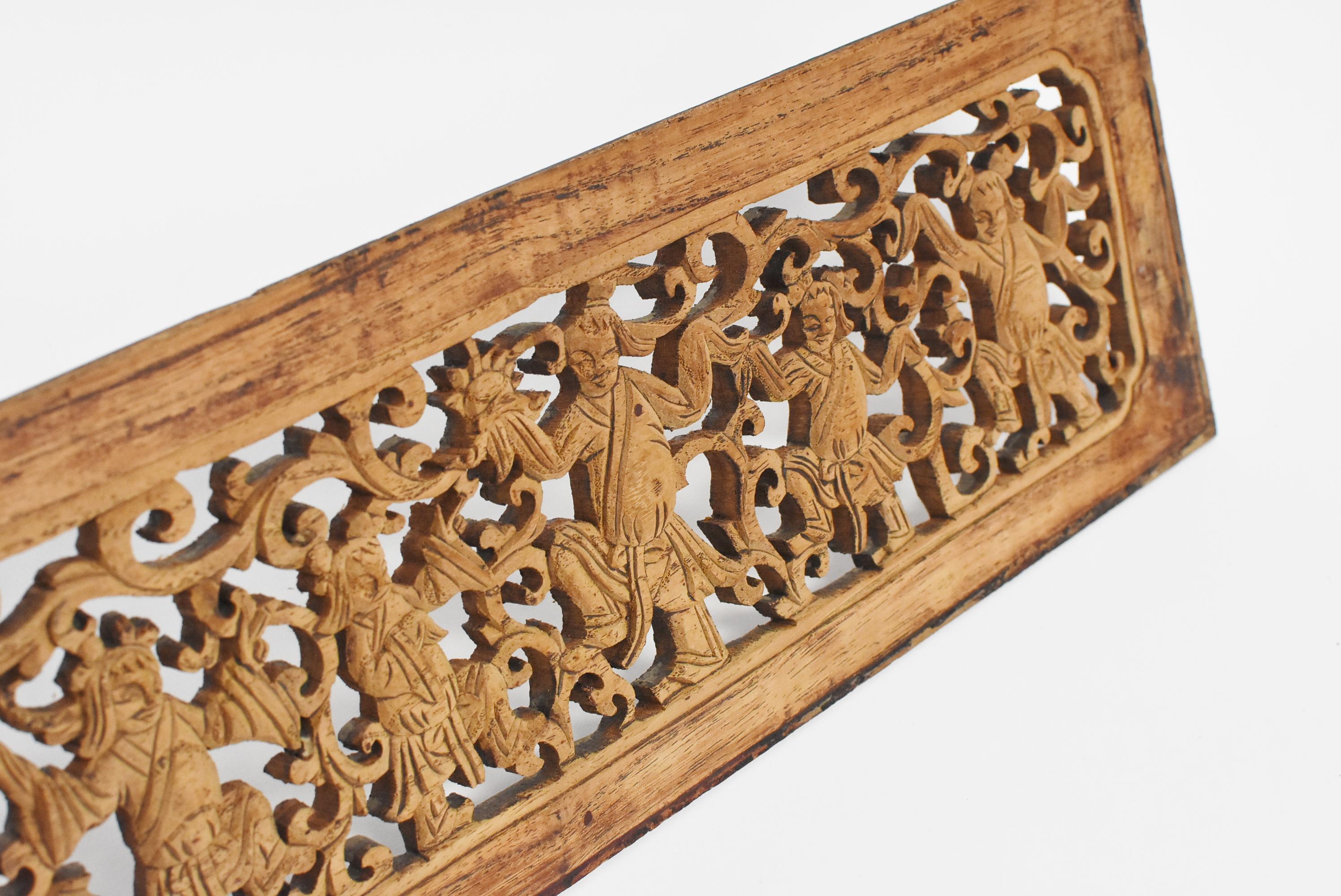 Antique Wood Carving Panel, Dancers 9