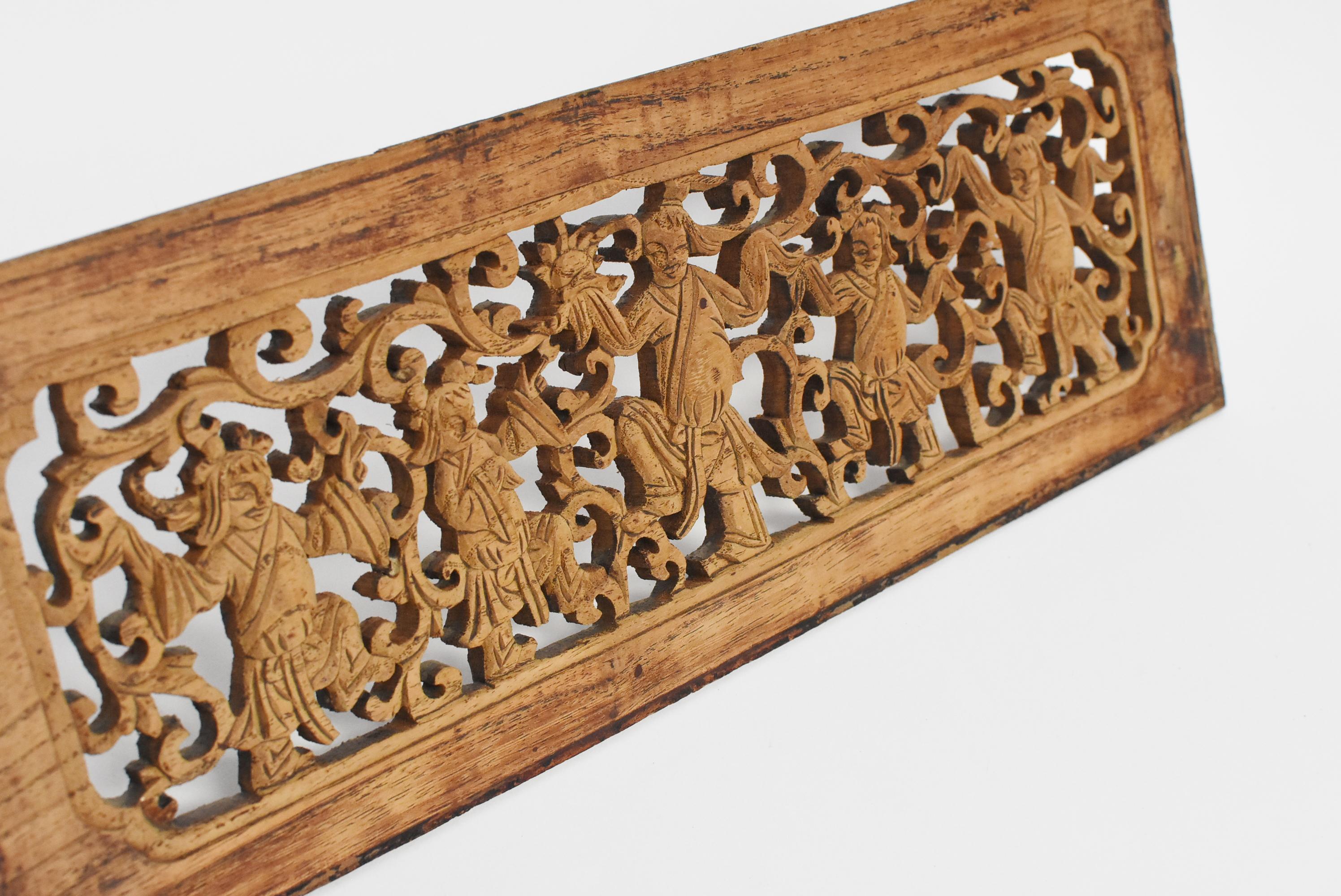 Antique Wood Carving Panel, Dancers 10