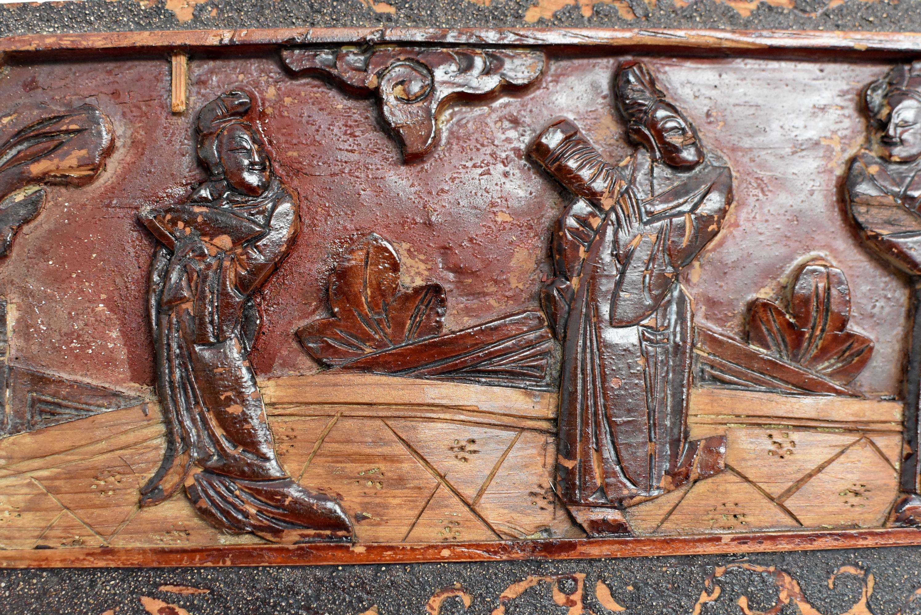 Antique Wood Carving, Three Scholars In Good Condition In Somis, CA