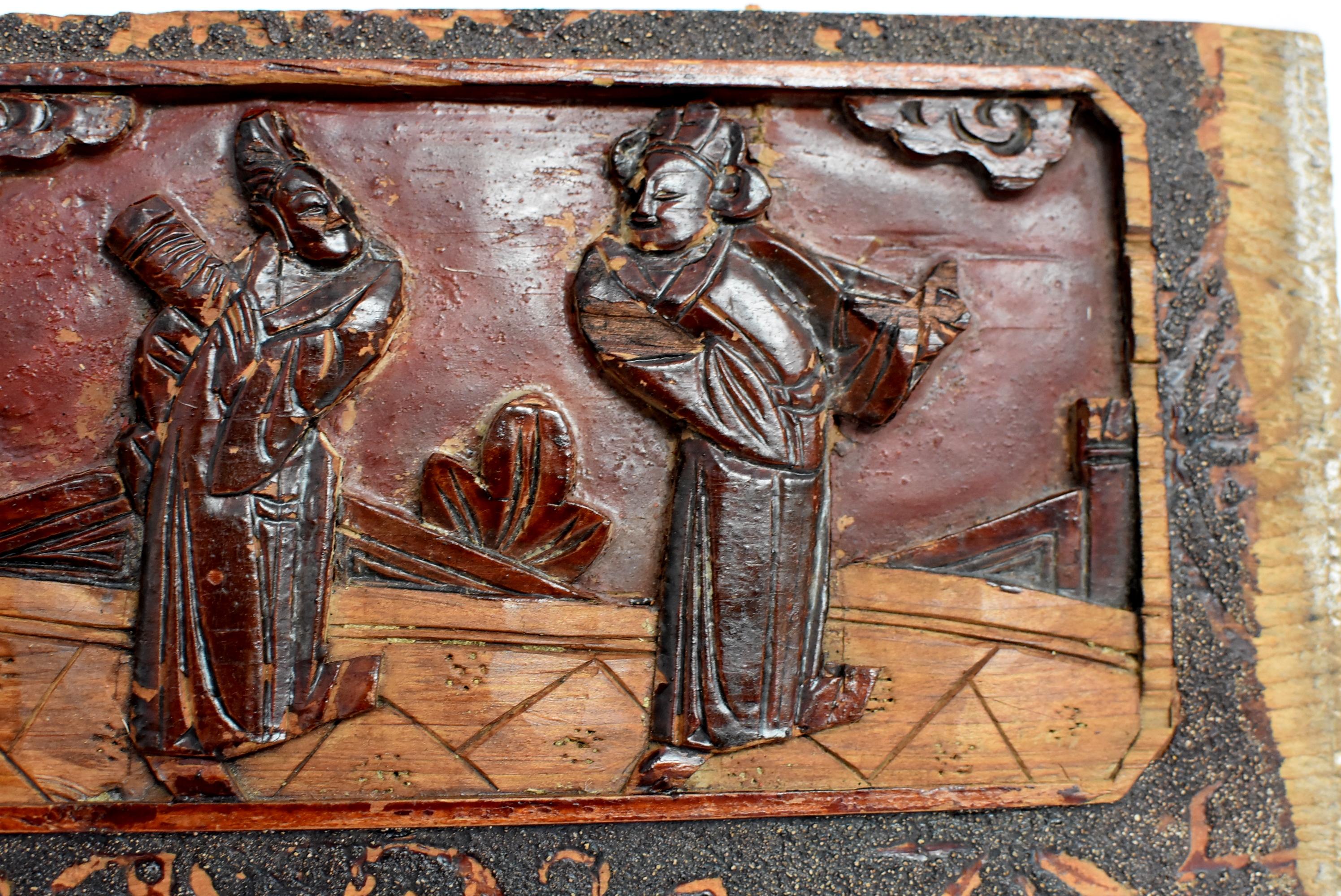 19th Century Antique Wood Carving, Three Scholars
