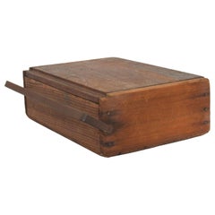Antique Wood Cash Storage Box Secret Stash Keeper + Secure Metal Handle Closure
