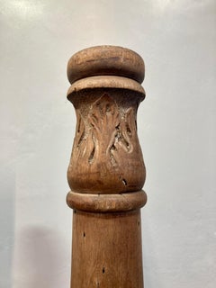 Antique Wood Column on Custom Steel Base (Set of 2)