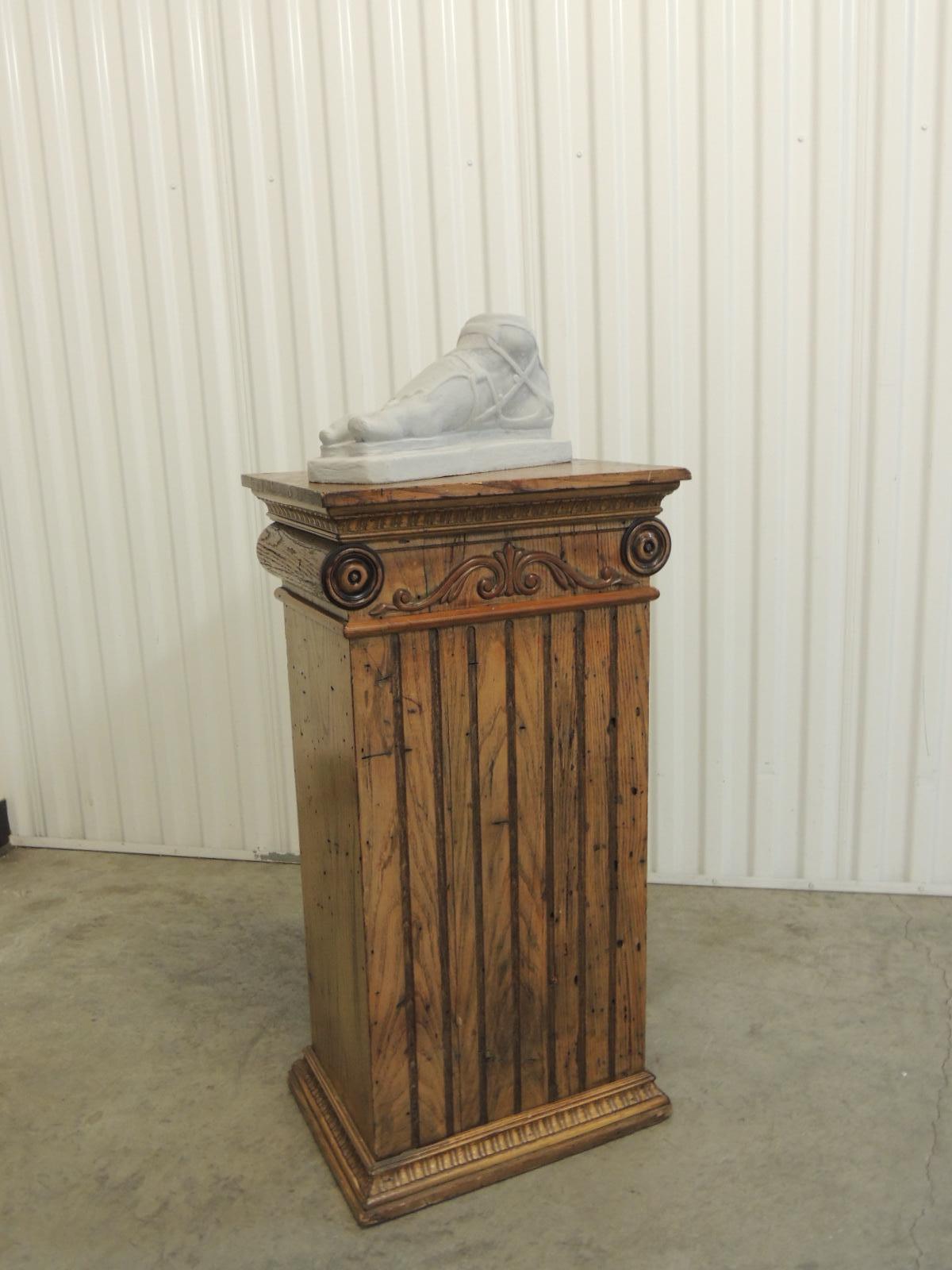 Pine Antique Wood Column Style Pedestal