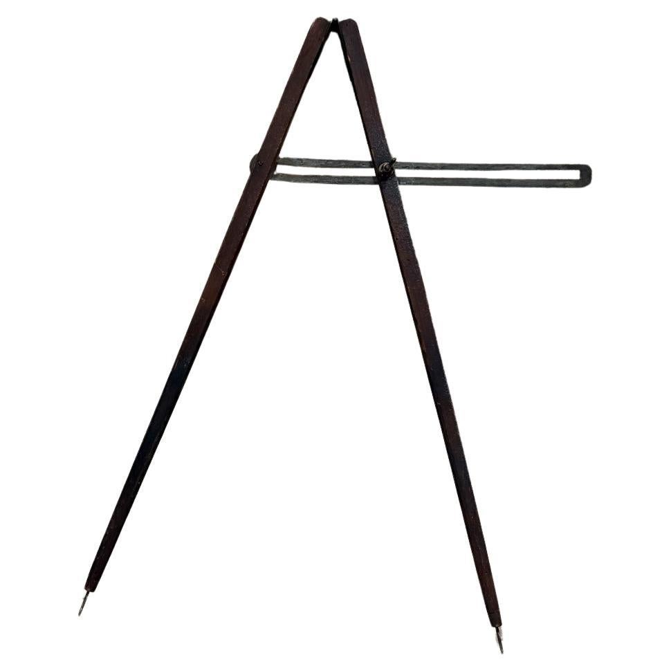 Antique Wood Compass Shop Carpenter Tool Decorative Sculpture For Sale