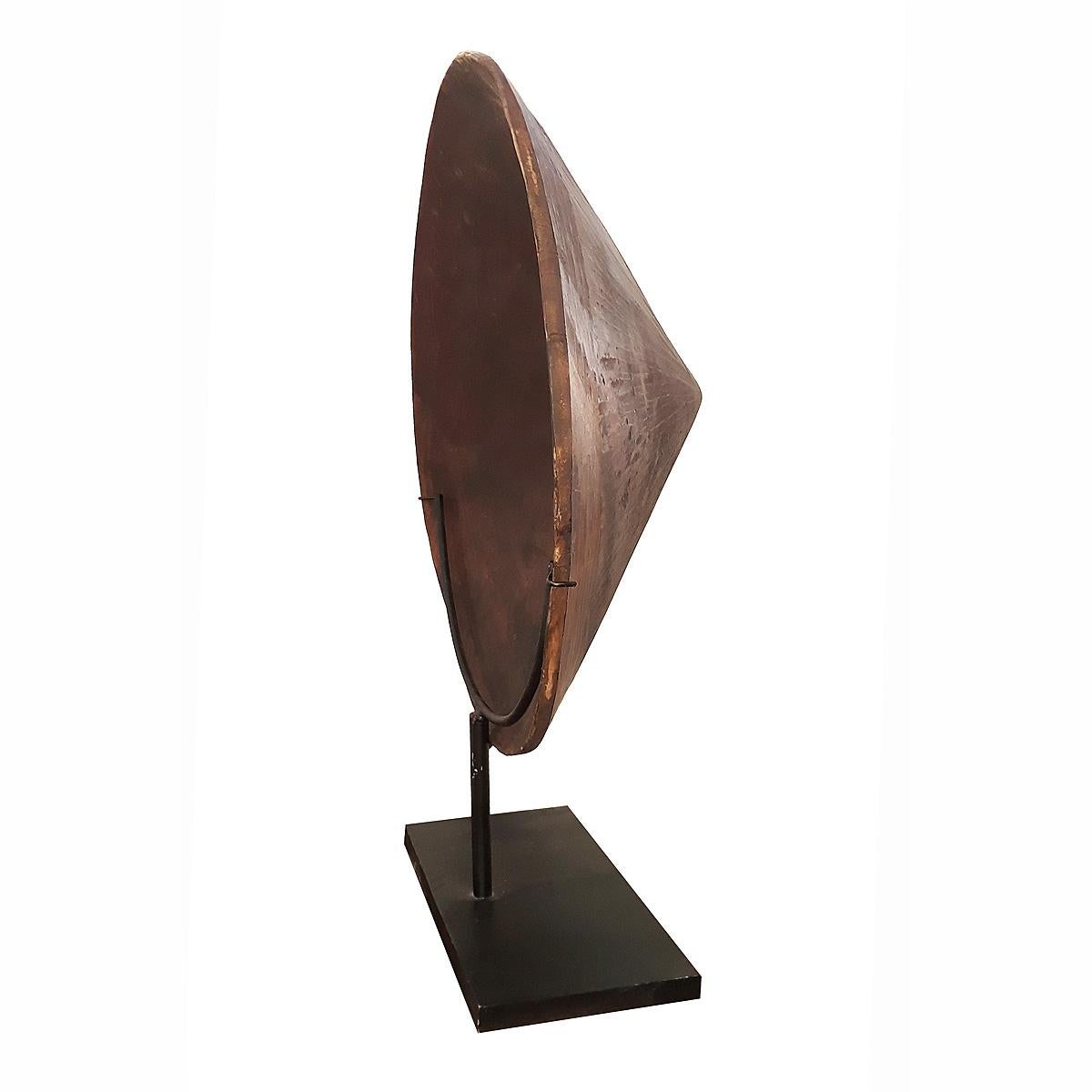 Late 19th Century Antique Wood Diamond Pan from Borneo, on Stand For Sale