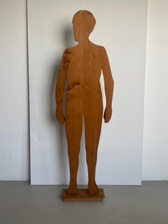 Antique Wood Figurative Sculpture, Decorative Object, Signed