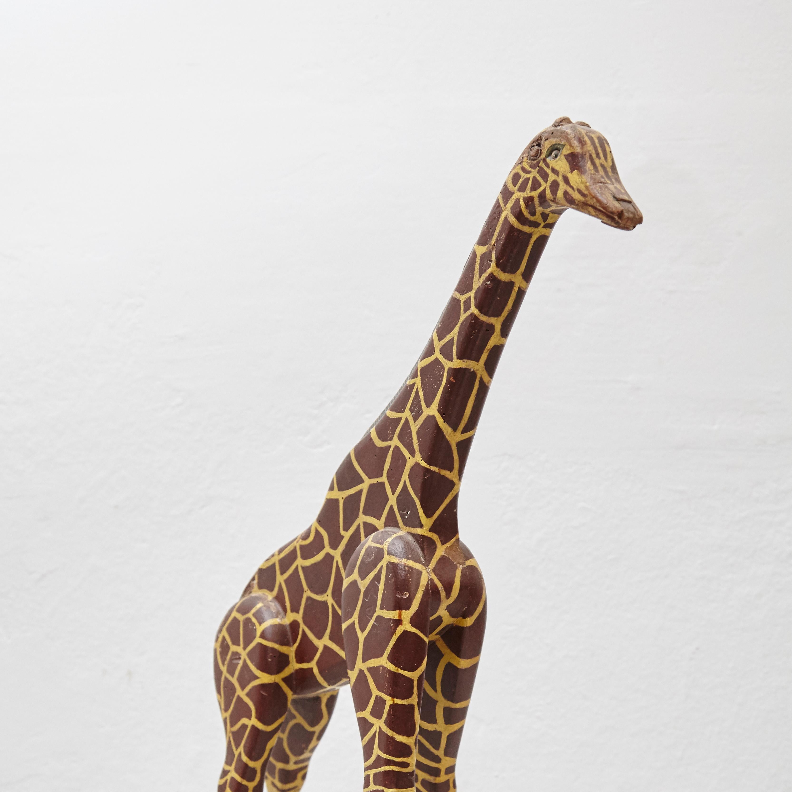 Antique Wood Giraffe Sculpture, circa 1930 1