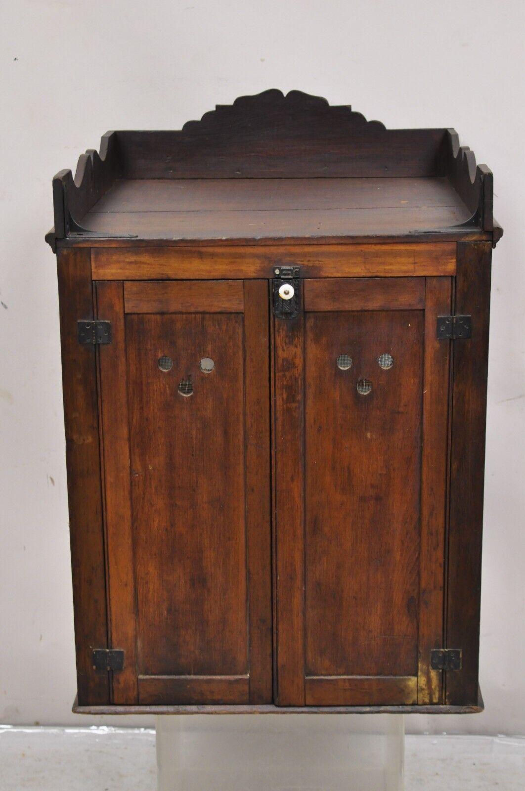 Country Antique Wood & Glass Counter Top Display County Store Pie Safe Display Cabinet For Sale
