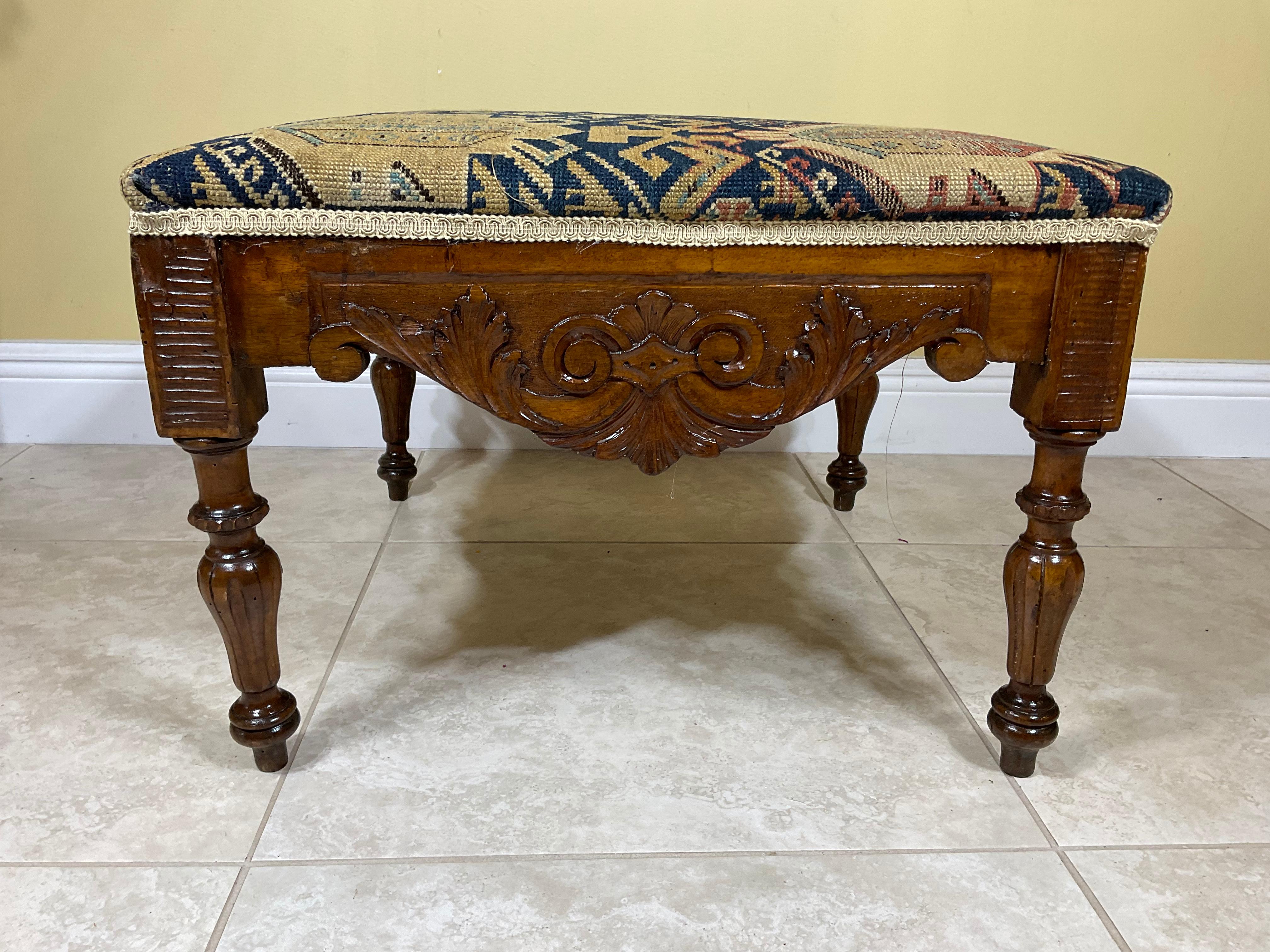 Antique Wood Hand Carved Low Table /Sit/Stool For Sale 4