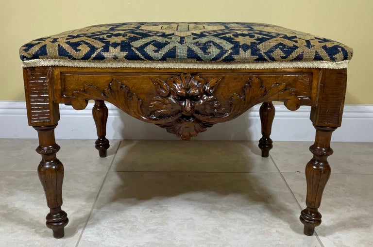 Antique Wood Hand Carved Low Table /Sit/Stool For Sale at 1stDibs