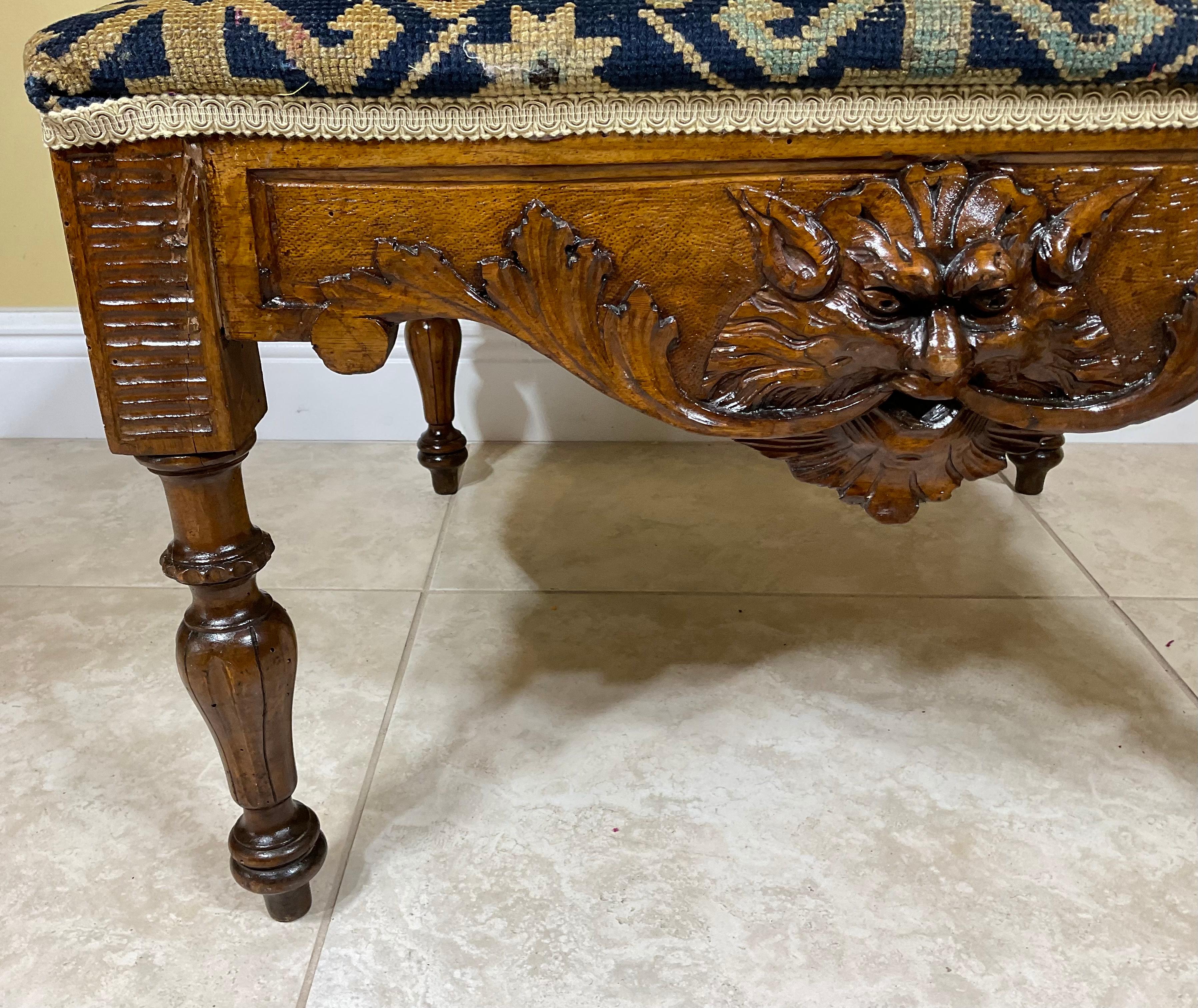 Hand-Carved Antique Wood Hand Carved Low Table /Sit/Stool For Sale