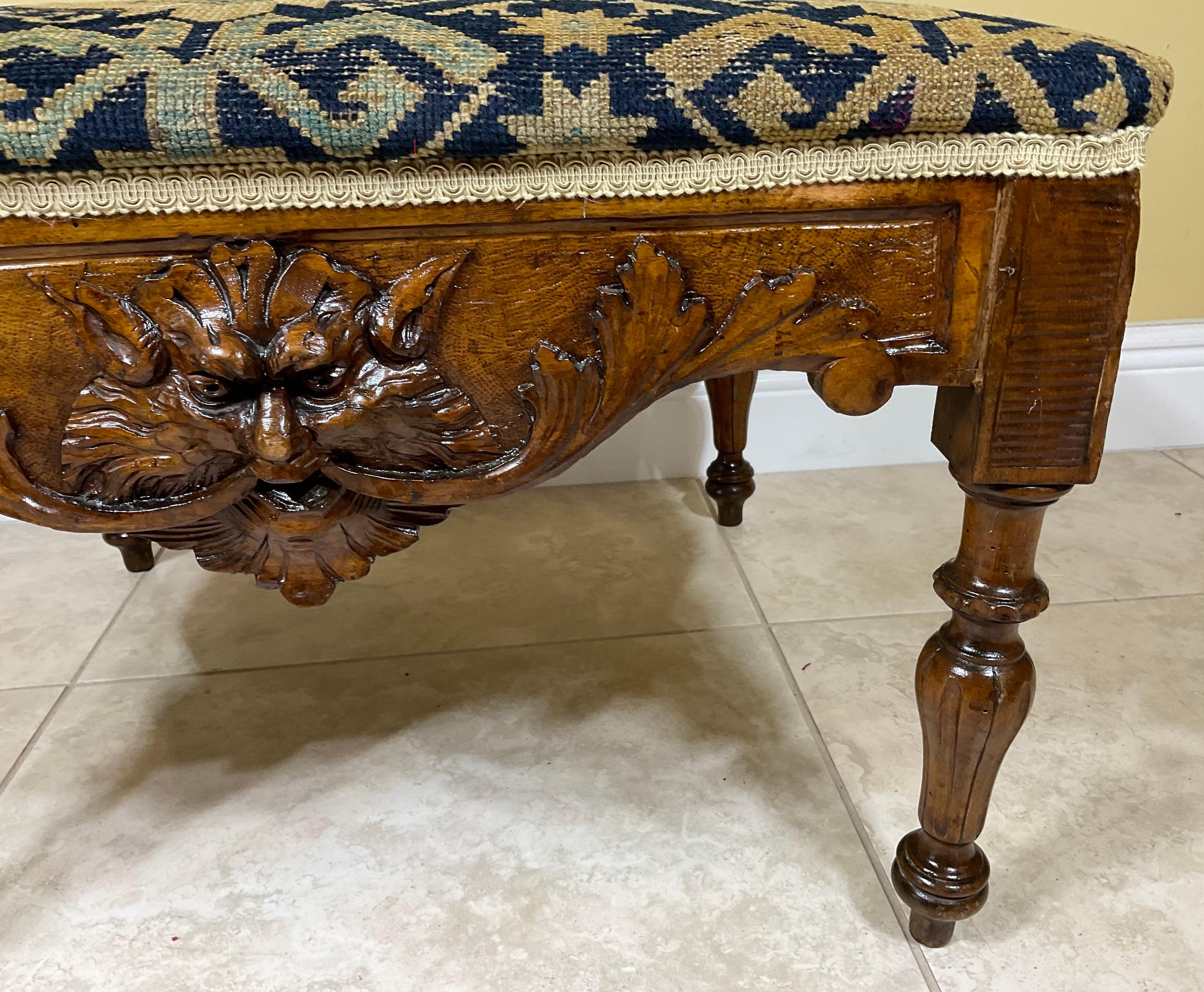 Early 20th Century Antique Wood Hand Carved Low Table /Sit/Stool For Sale