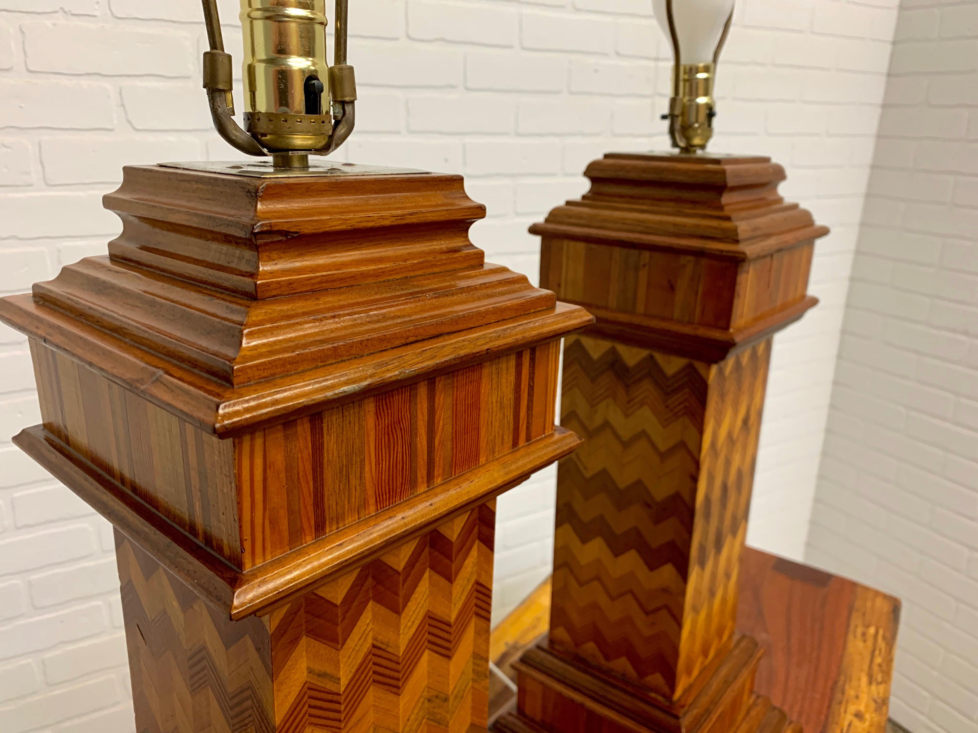 Antique Wood Lamps Made of Architectural Elements 2
