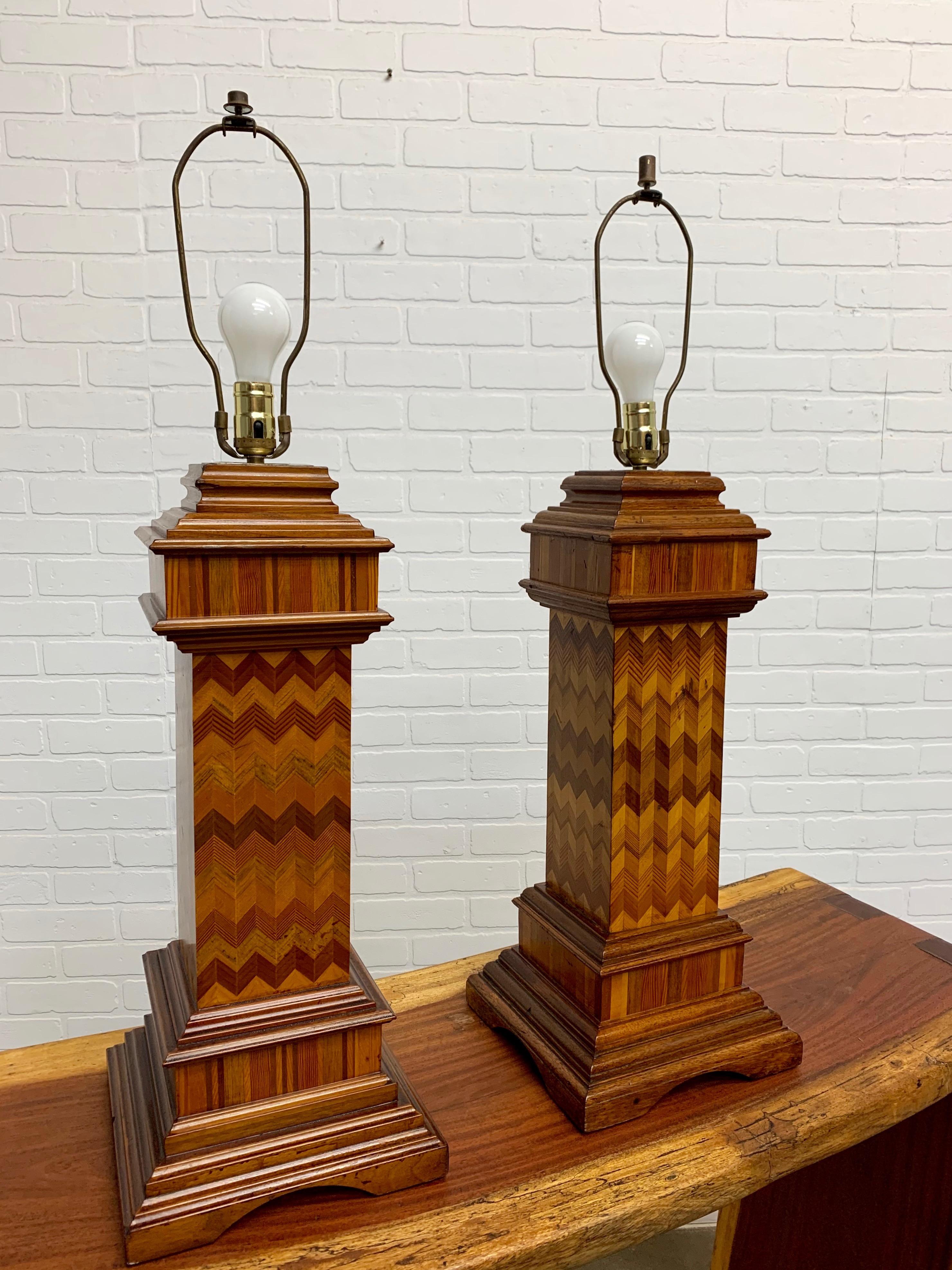 Belle Époque Antique Wood Lamps Made of Architectural Elements