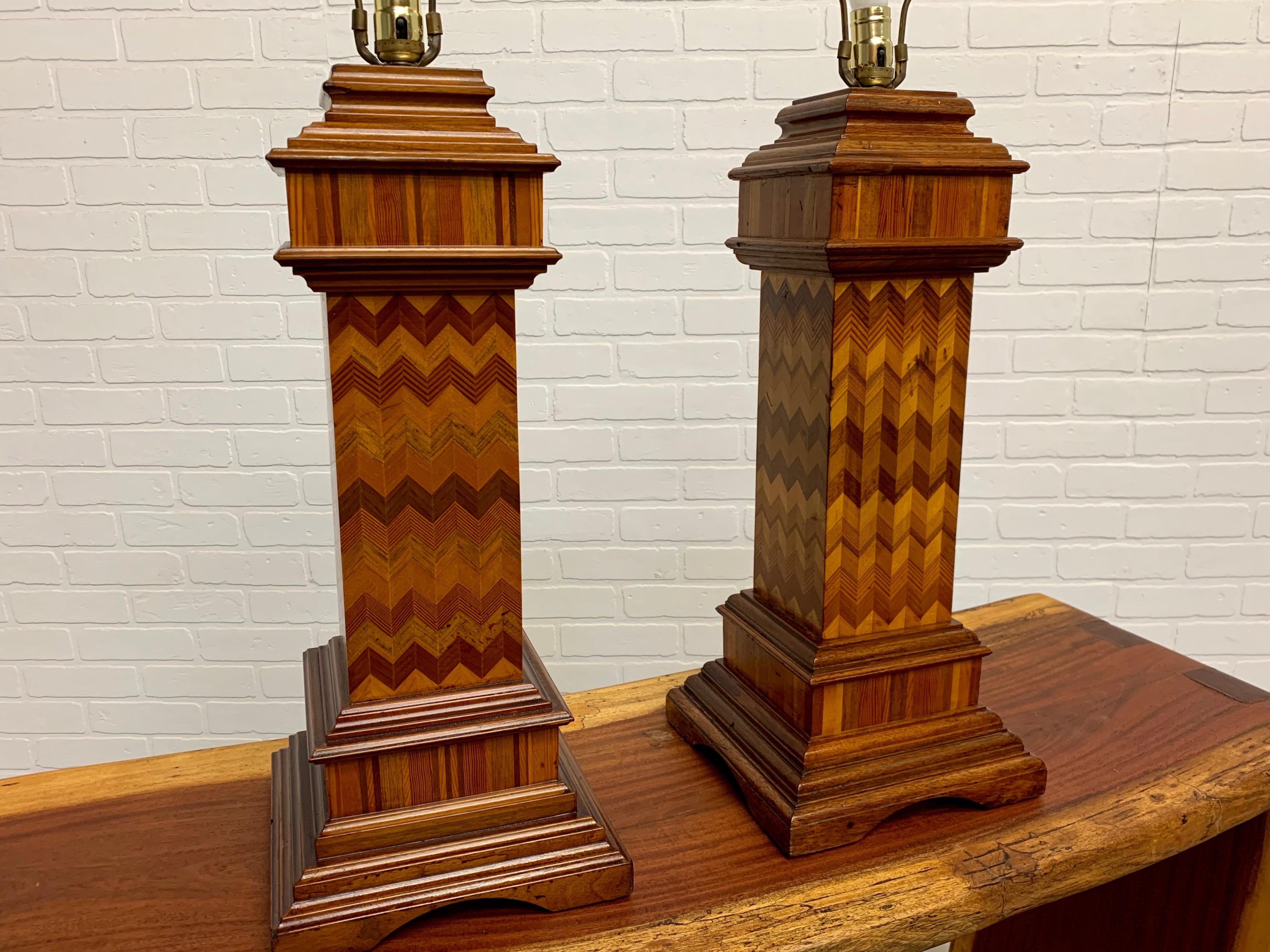 Unknown Antique Wood Lamps Made of Architectural Elements