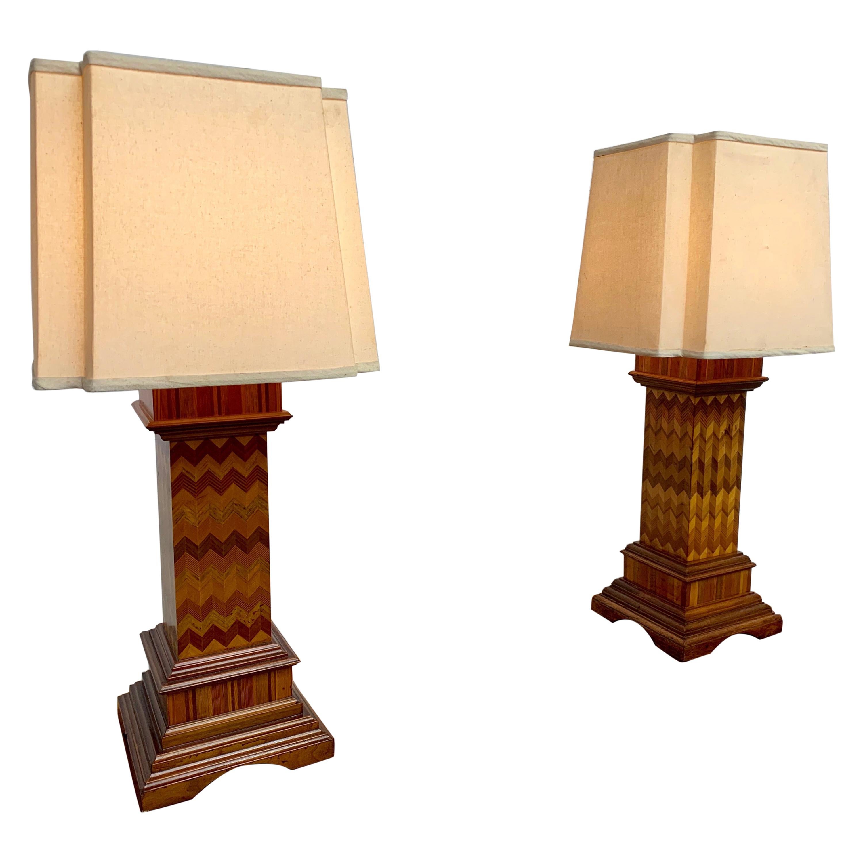 Antique Wood Lamps Made of Architectural Elements