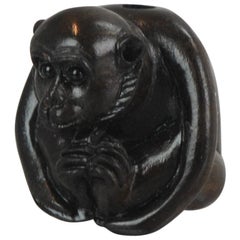 Antiker Affennetzsuke aus Holz, japanisch Masakazu, Japan, 19.-20. Jahrhundert