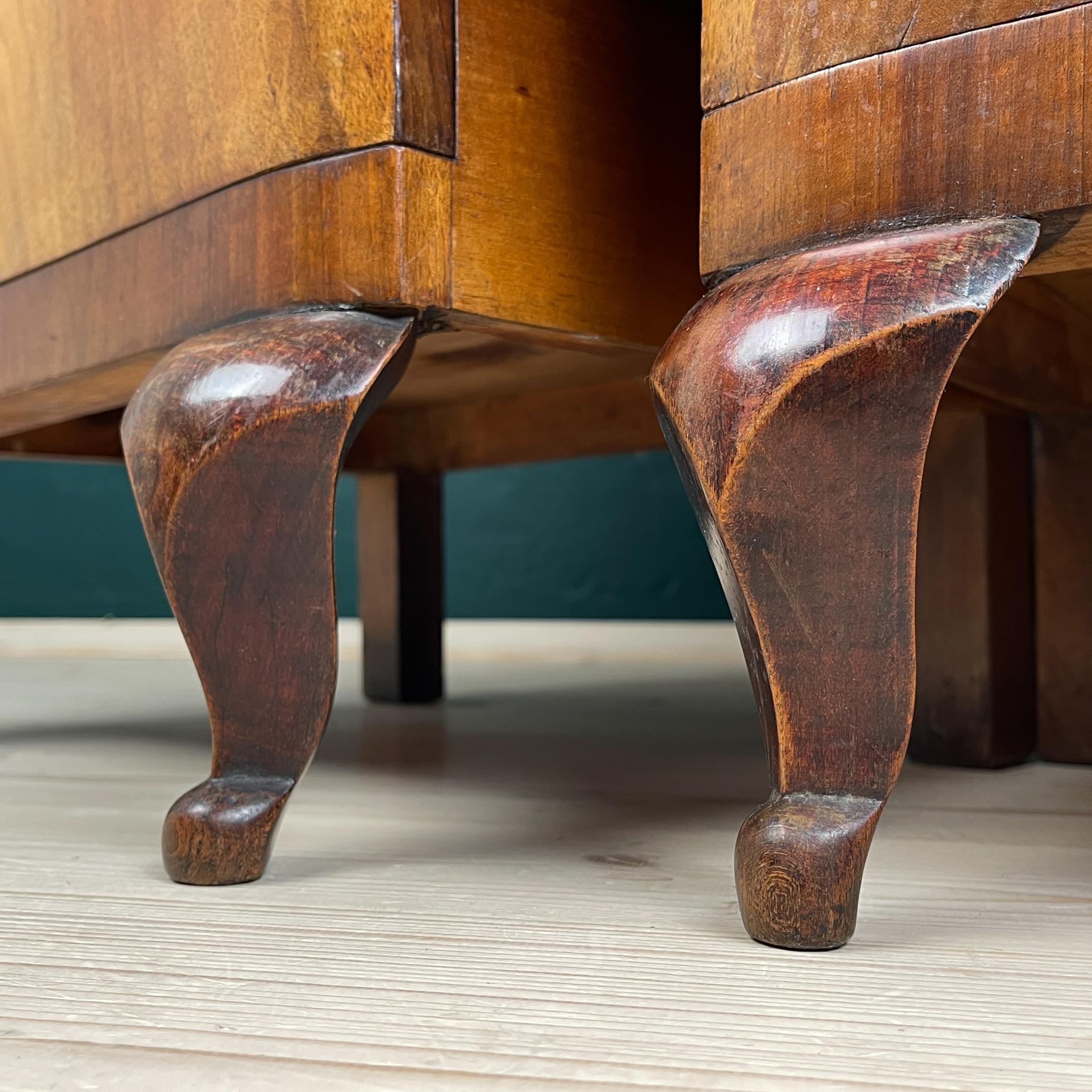 Antique wood nightstand, Italy, 1940s, Set of 2 For Sale 5