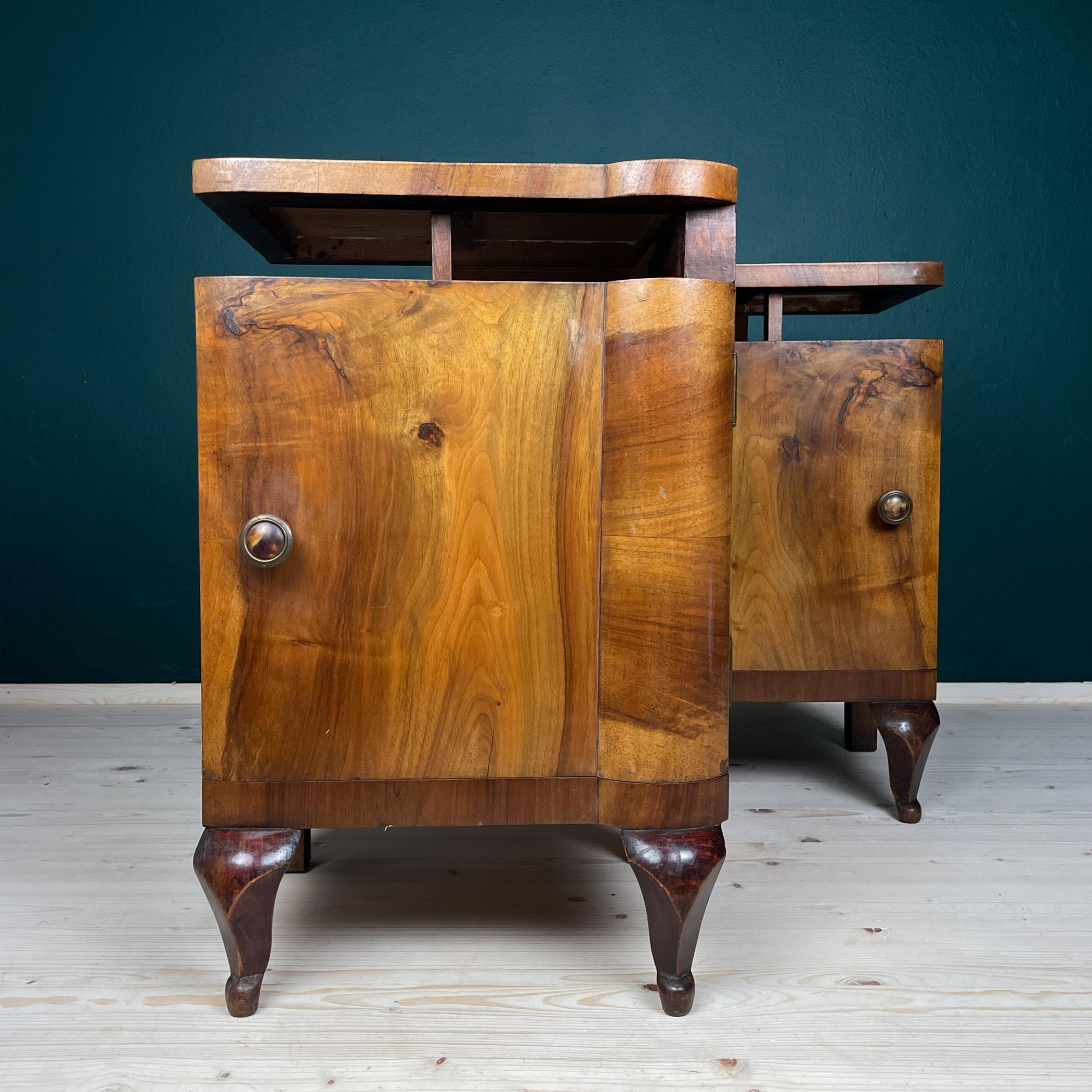 Italian Antique wood nightstand, Italy, 1940s, Set of 2 For Sale