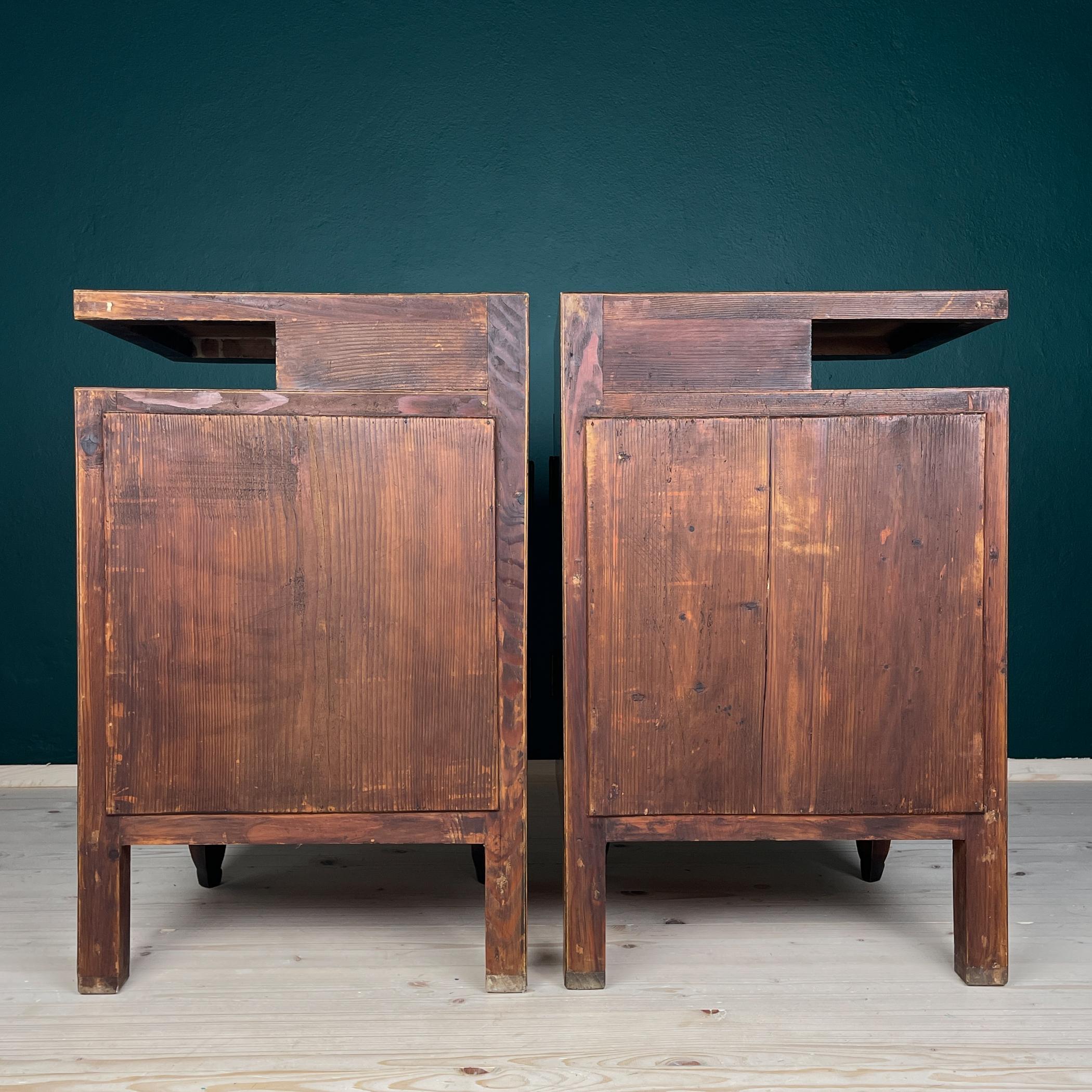 20th Century Antique wood nightstand, Italy, 1940s, Set of 2 For Sale