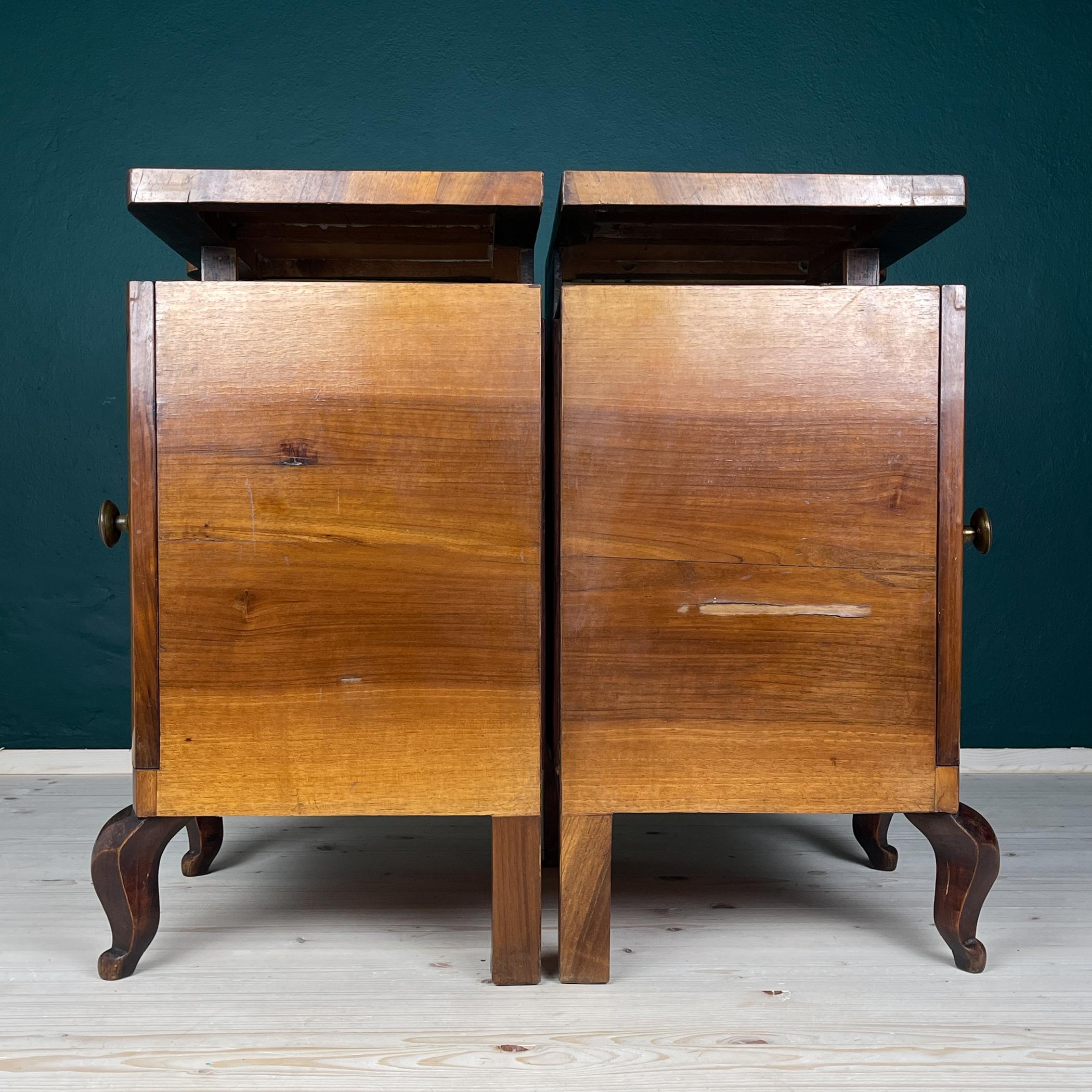 Wood Antique wood nightstand, Italy, 1940s, Set of 2 For Sale