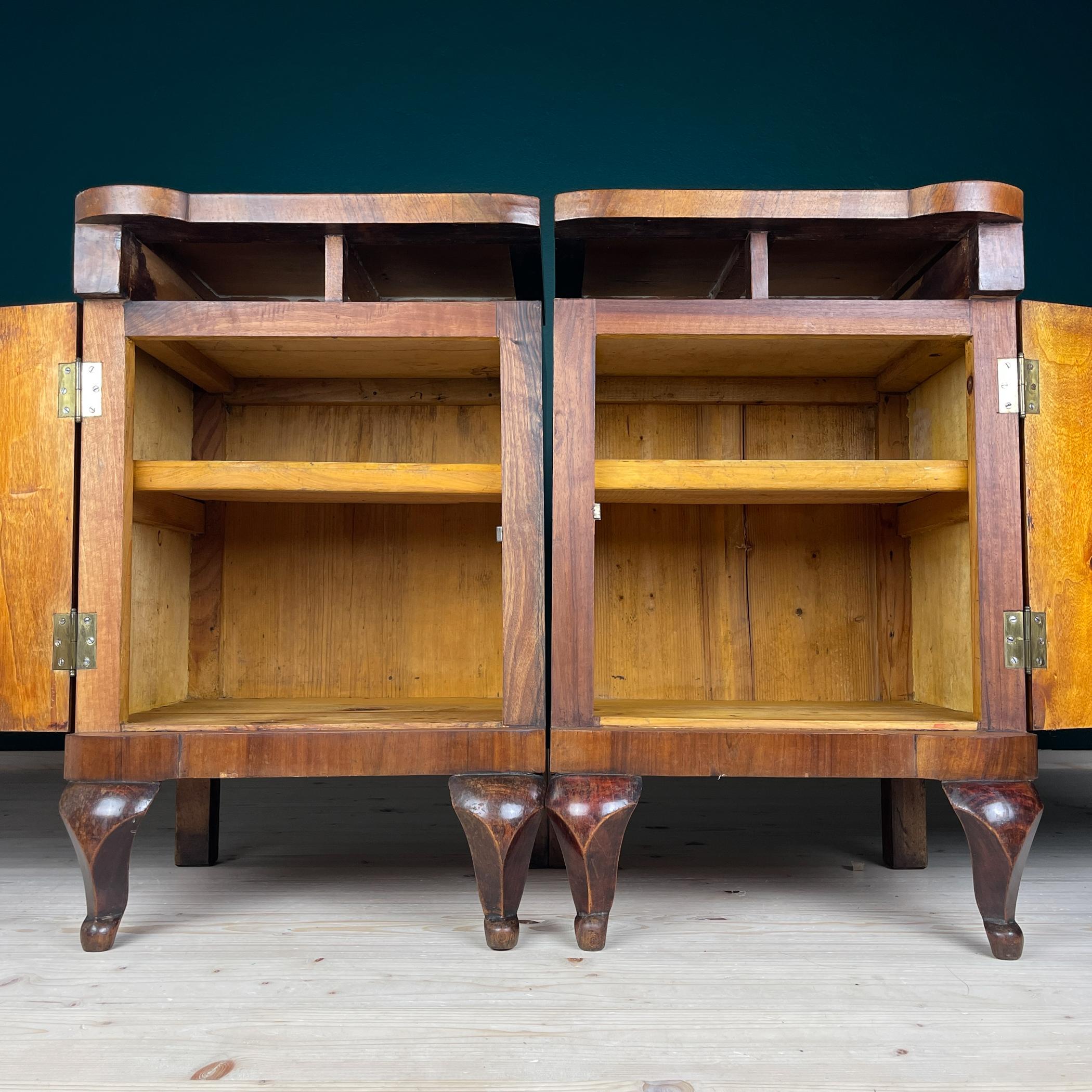 Antique wood nightstand, Italy, 1940s, Set of 2 For Sale 2