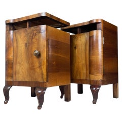 Antique wood nightstand, Italy, 1940s, Set of 2