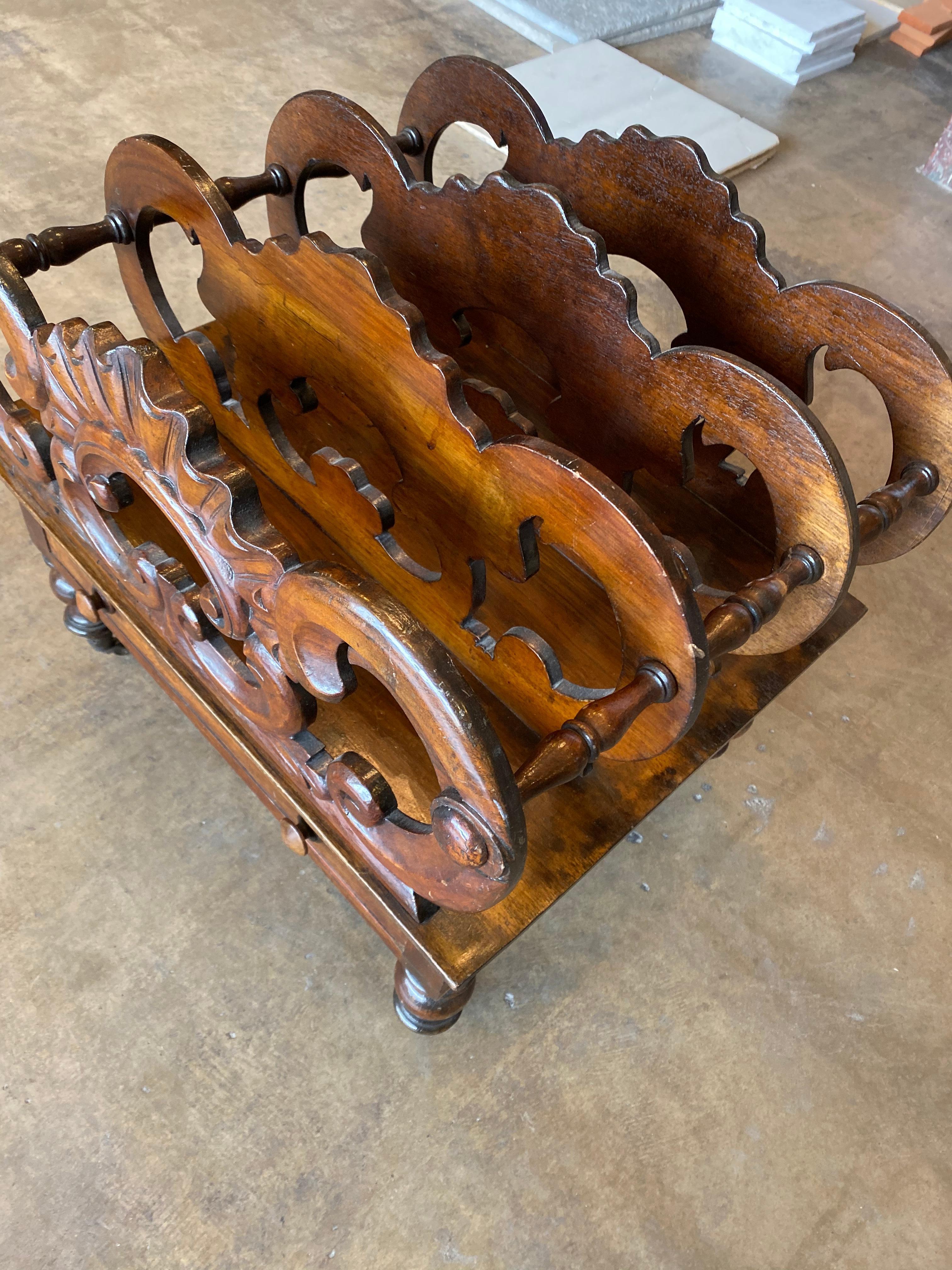 antique wooden magazine holder