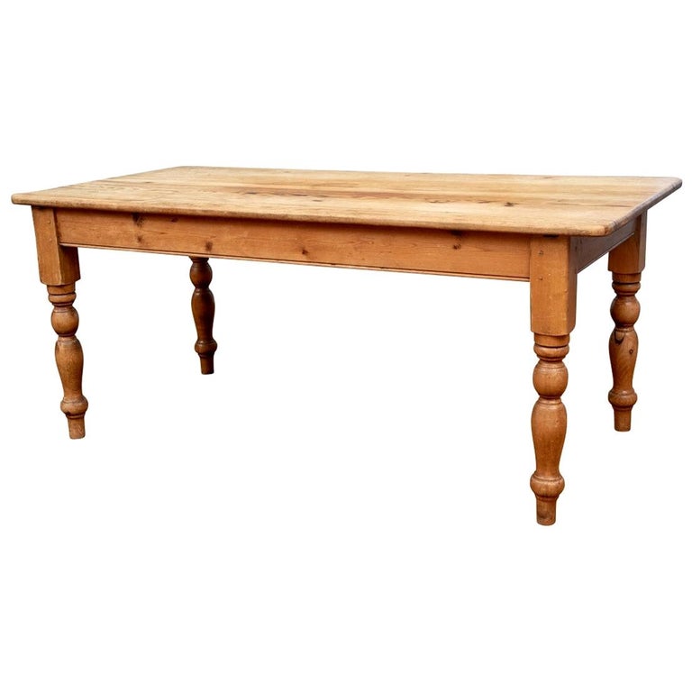 Antique Wood Pine Farm Table For Sale at 1stDibs