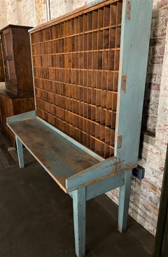 Antique Wood Postal Sorting Desk