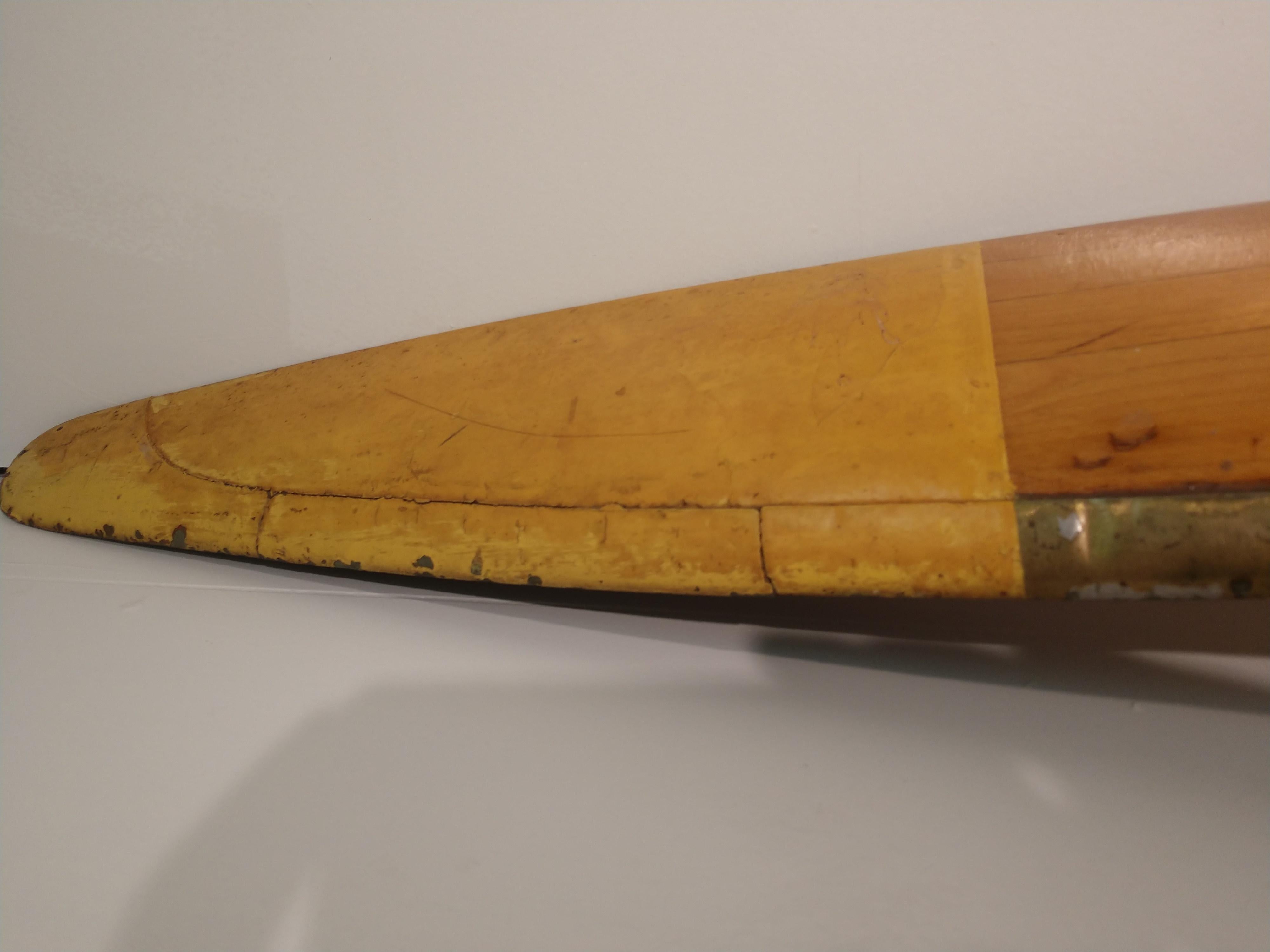 Brass Mid Century Antique Wood Propeller Blade Handmade