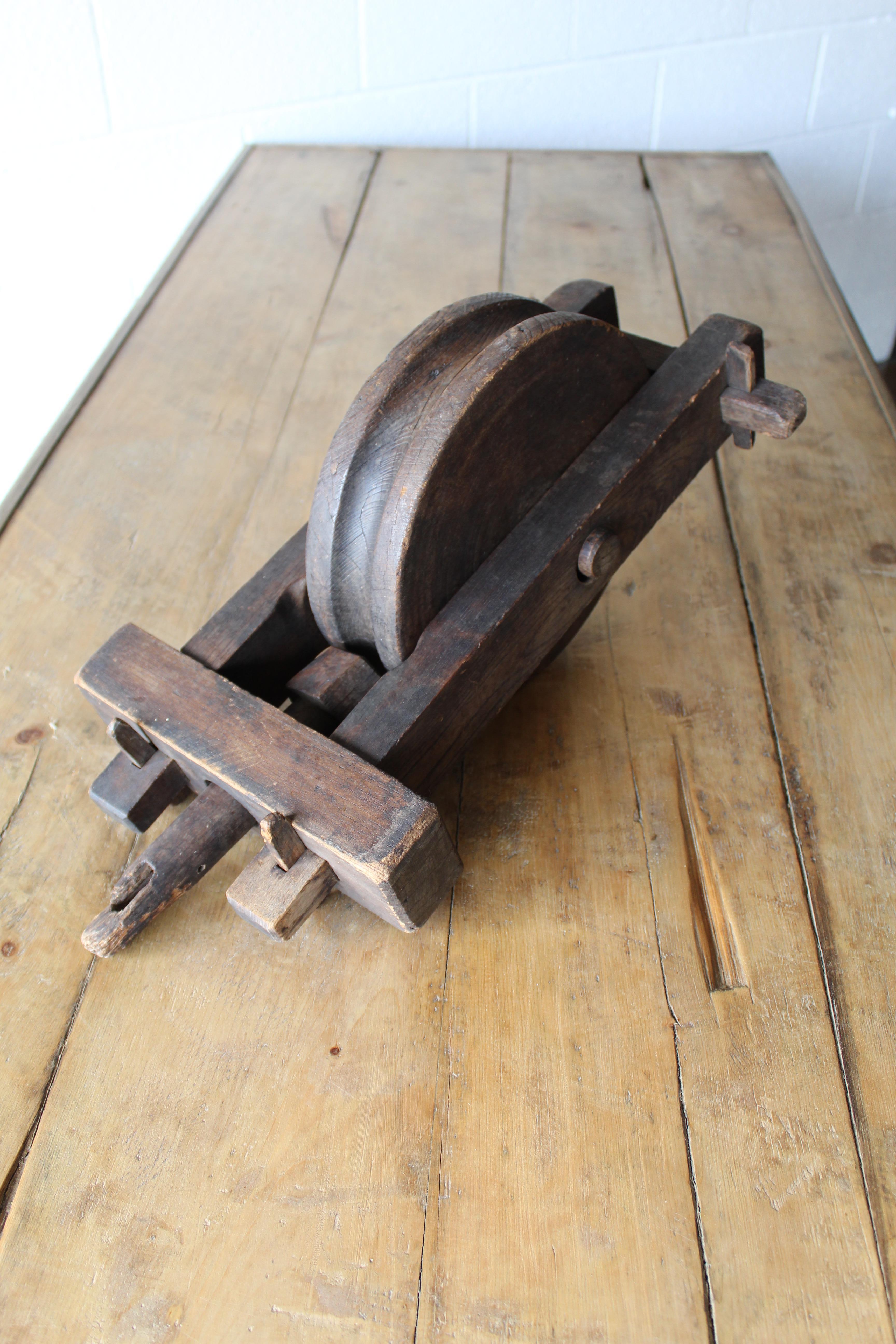 Industrial Antique Wood Pulley For Sale