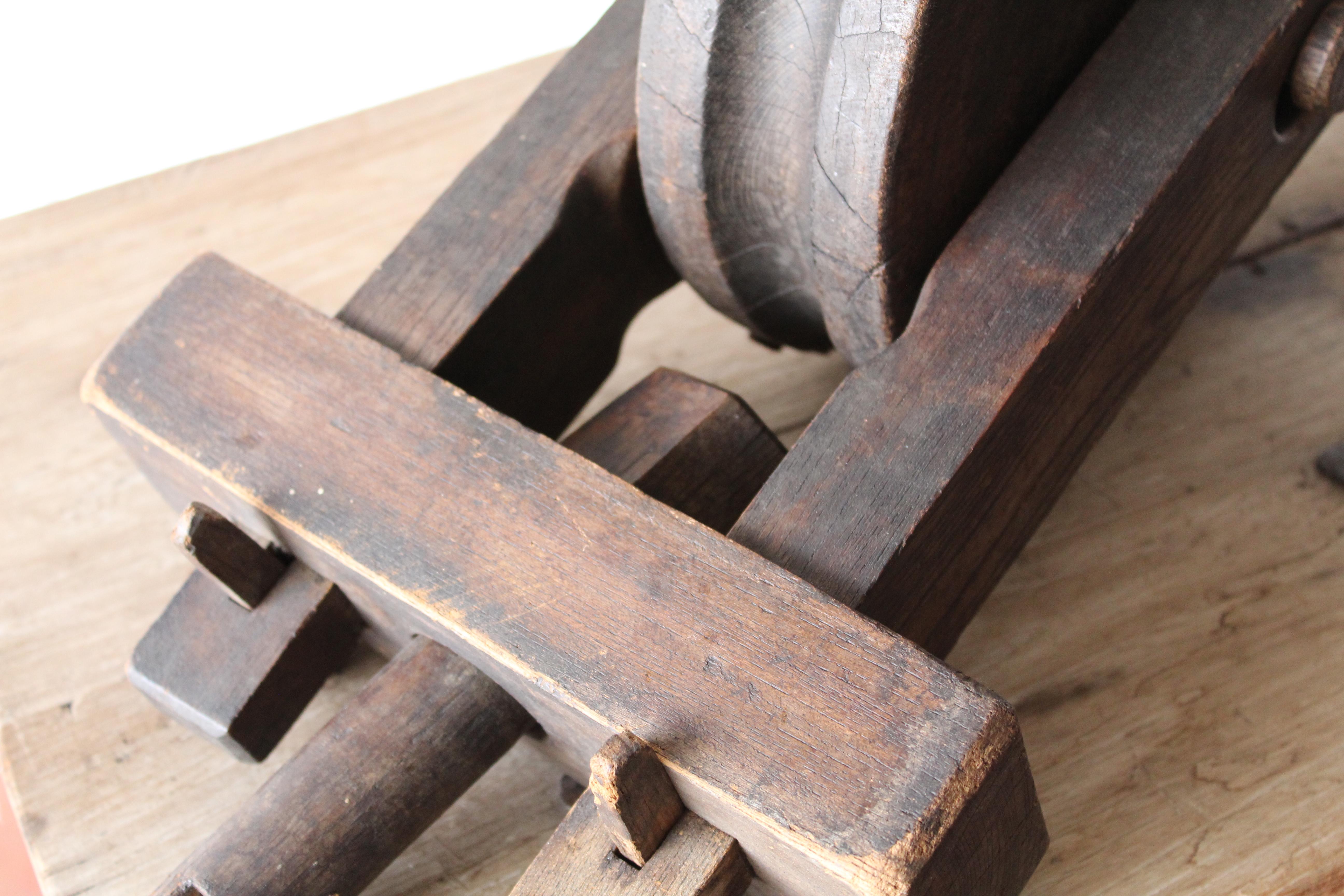 20th Century Antique Wood Pulley For Sale