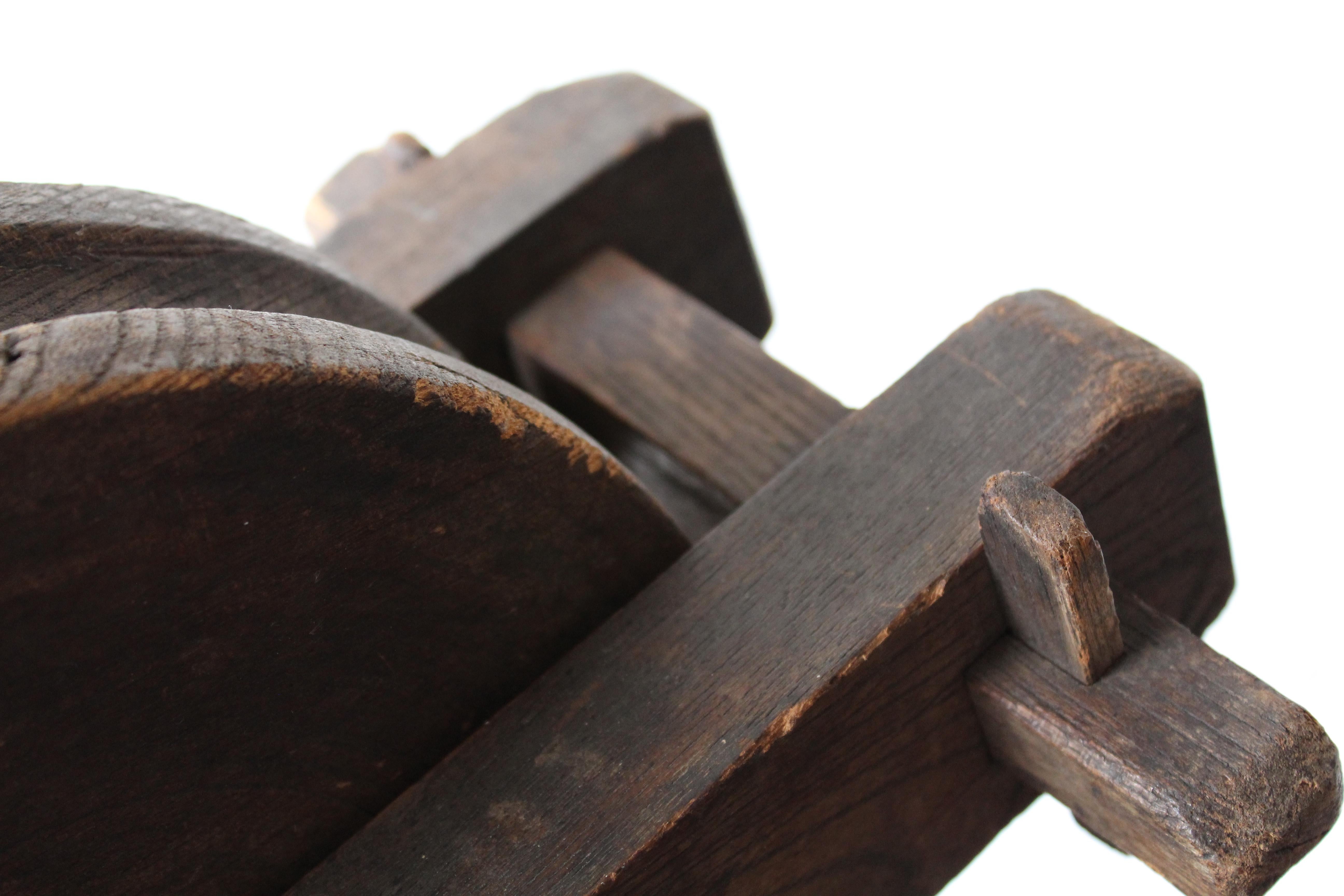 Antique Wood Pulley For Sale 1