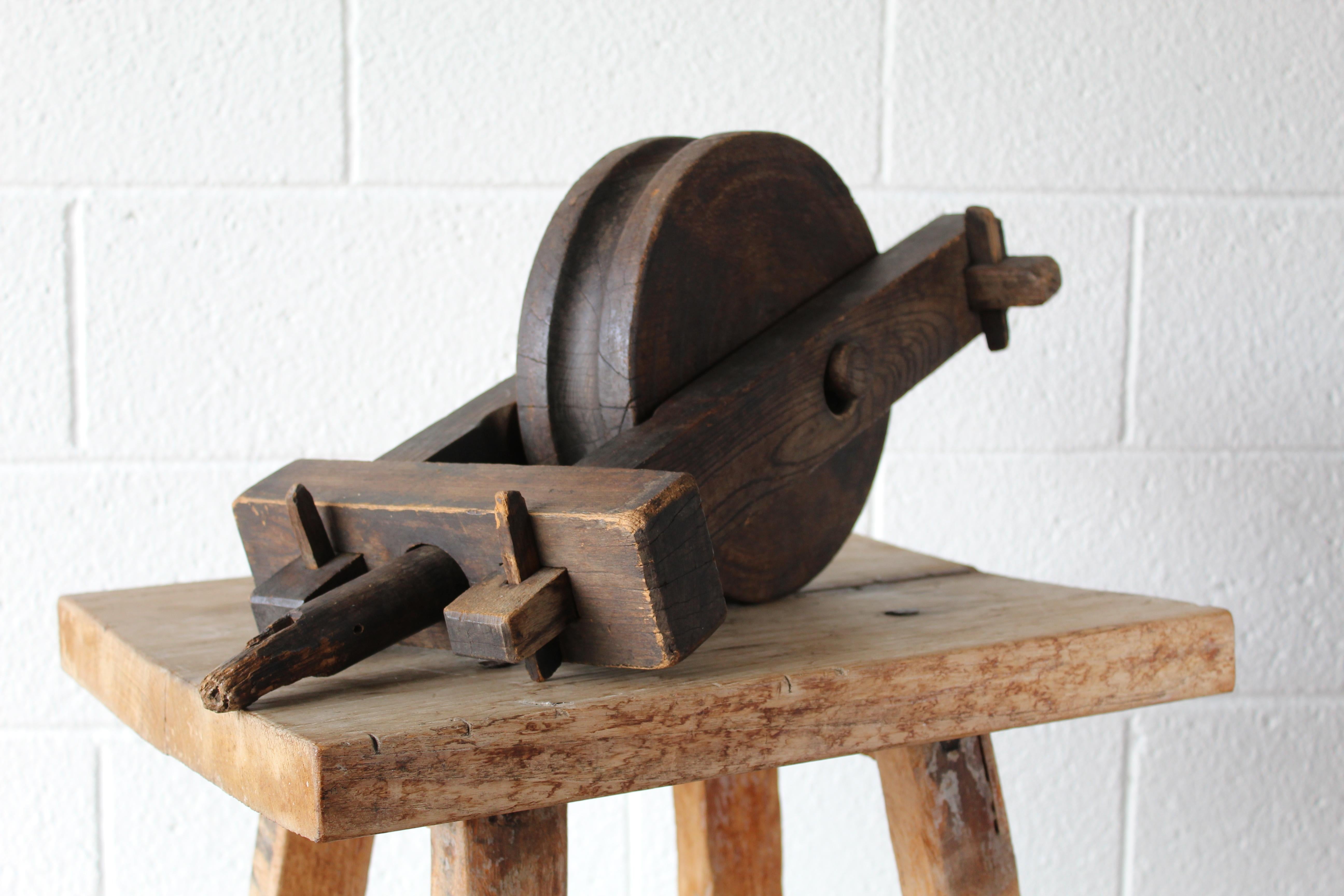 Antique Wood Pulley For Sale 2